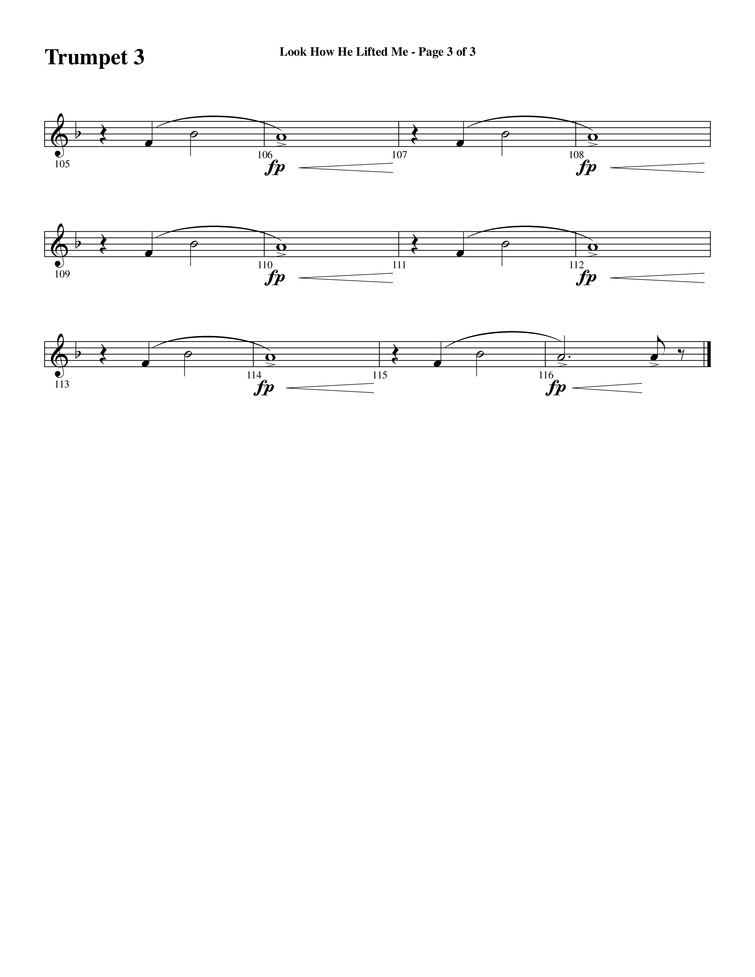 Look How He Lifted Me (with Love Lifted Me) (Choral Anthem SATB) Trumpet 3 (Word Music Choral / Arr. Marty Hamby)