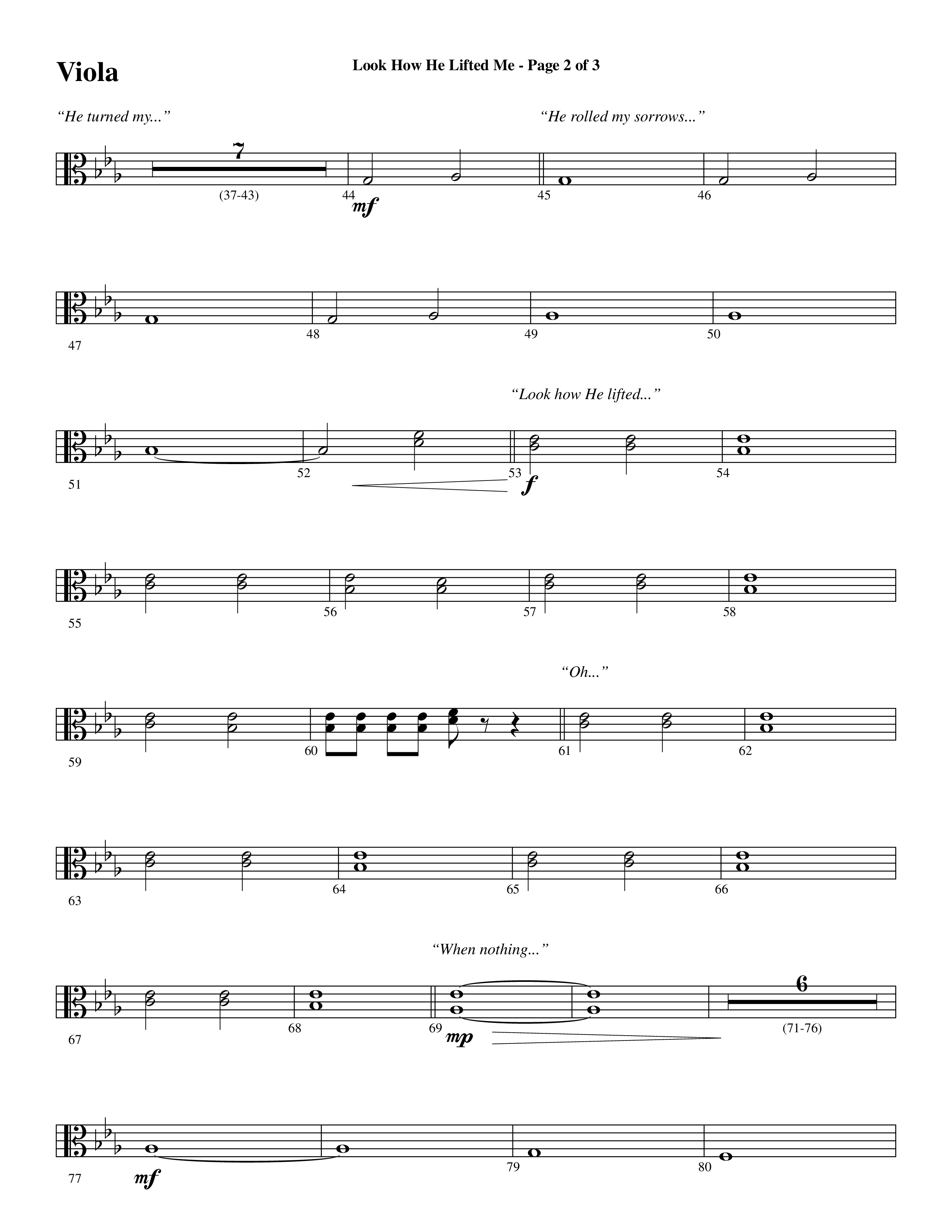 Look How He Lifted Me (with Love Lifted Me) (Choral Anthem SATB) Viola (Word Music Choral / Arr. Marty Hamby)