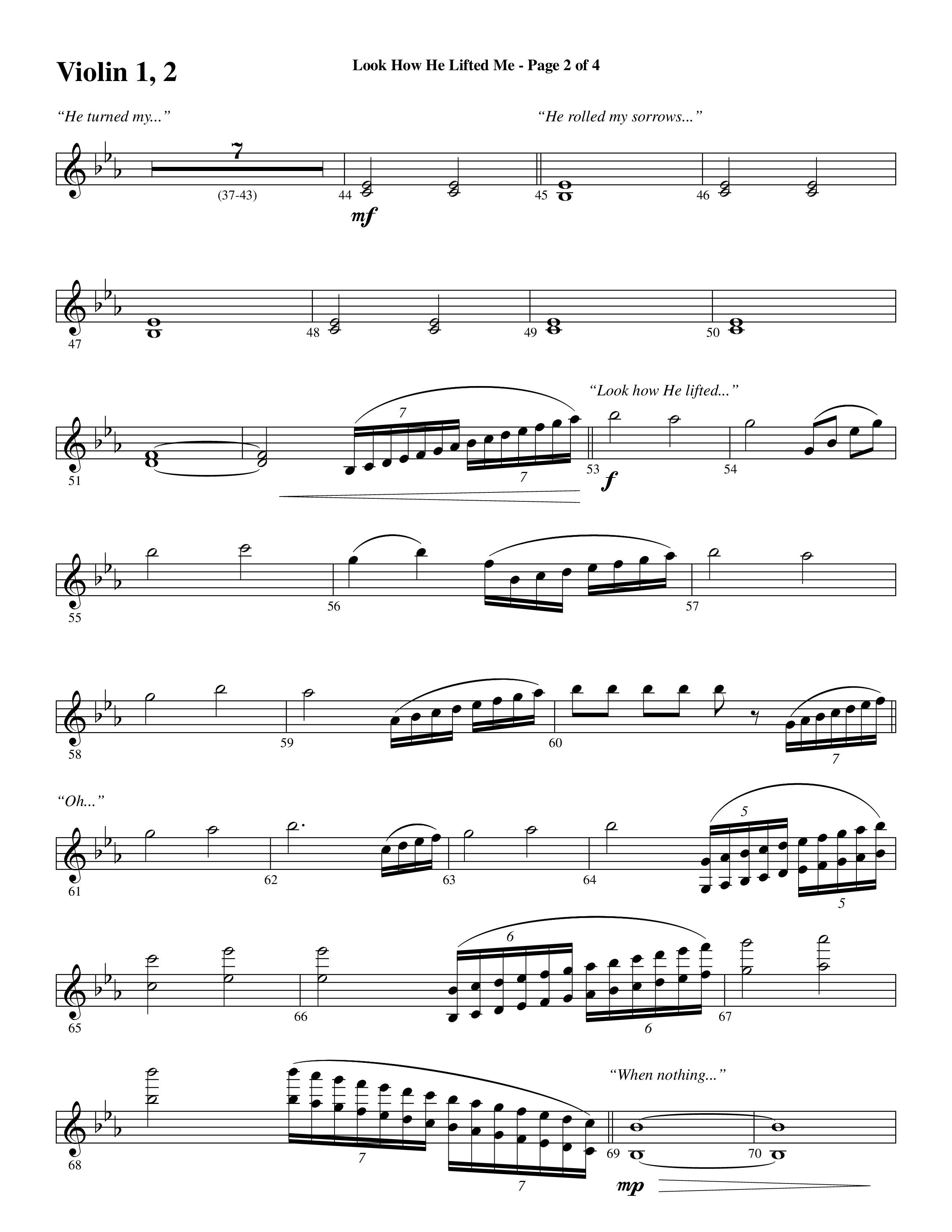 Look How He Lifted Me (with Love Lifted Me) (Choral Anthem SATB) Violin 1/2 (Word Music Choral / Arr. Marty Hamby)