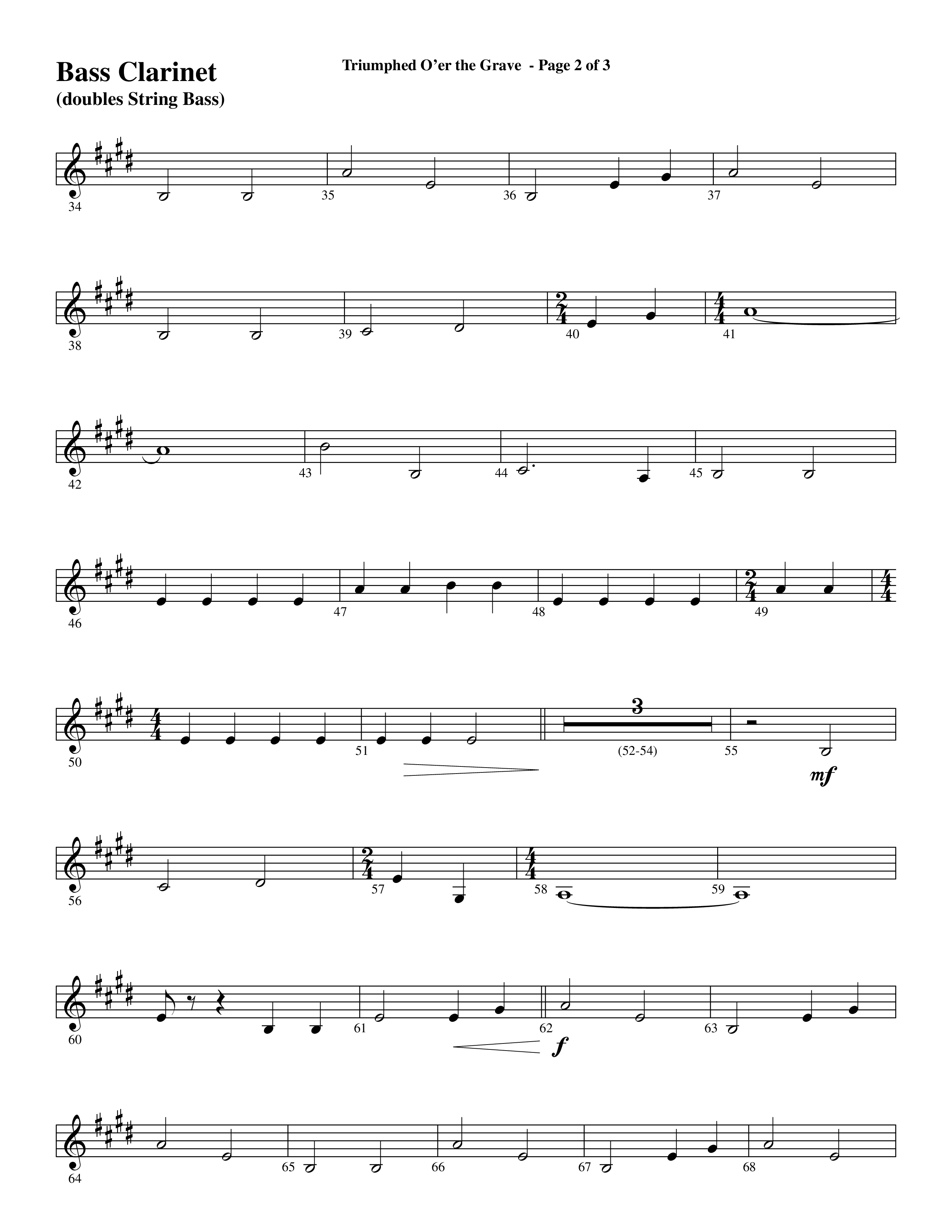 Triumphed O'er The Grave (with Christ Arose) (Choral Anthem SATB) Bass Clarinet (Word Music Choral / Arr. Marty Hamby)