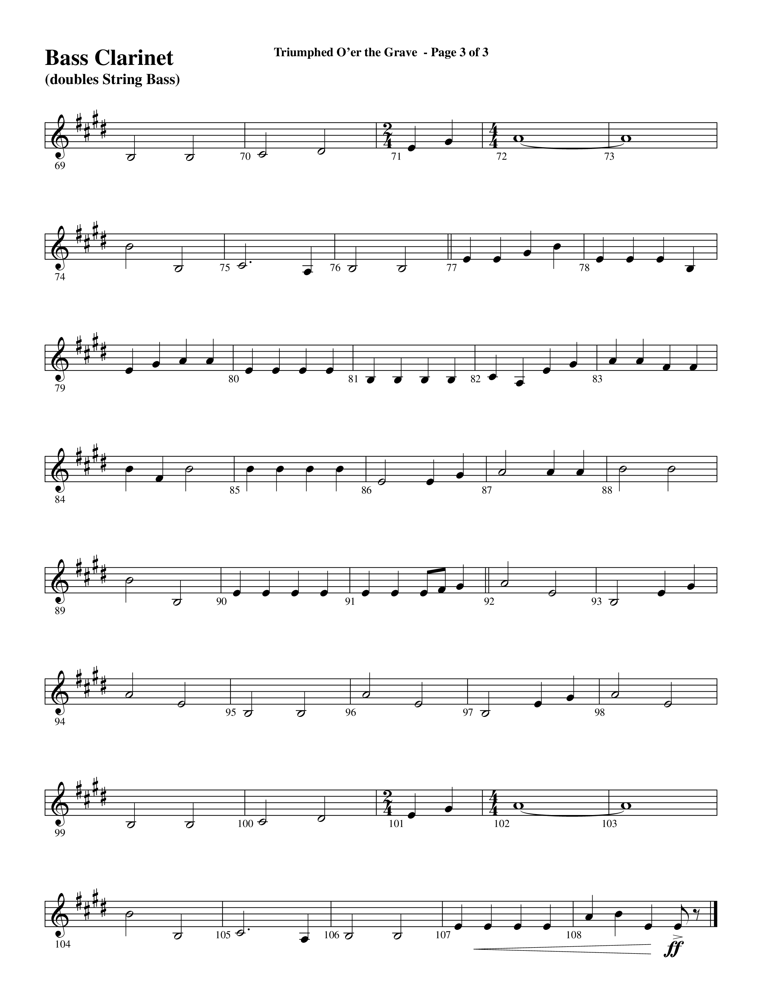 Triumphed O'er The Grave (with Christ Arose) (Choral Anthem SATB) Bass Clarinet (Word Music Choral / Arr. Marty Hamby)