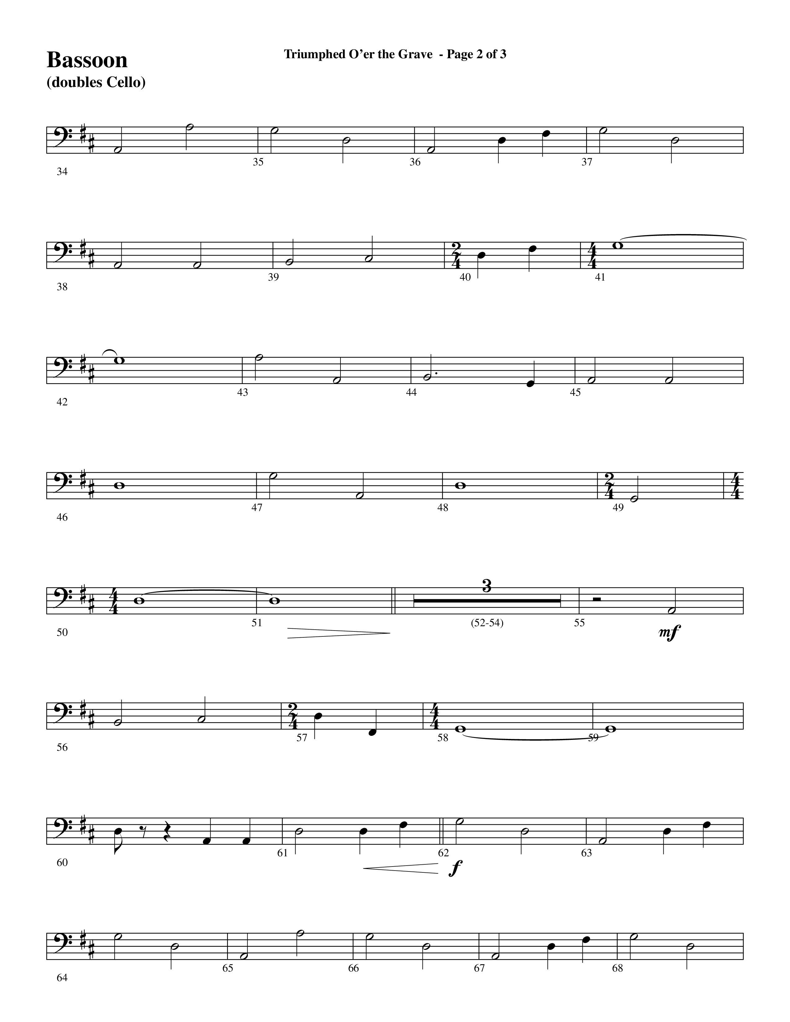 Triumphed O'er The Grave (with Christ Arose) (Choral Anthem SATB) Bassoon (Word Music Choral / Arr. Marty Hamby)