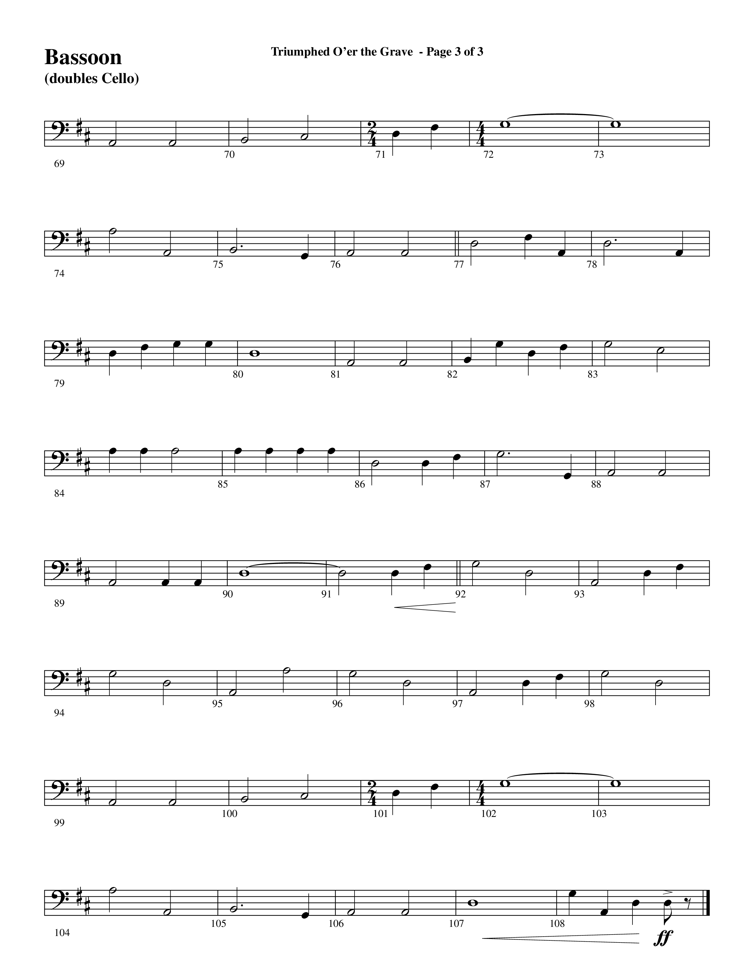 Triumphed O'er The Grave (with Christ Arose) (Choral Anthem SATB) Bassoon (Word Music Choral / Arr. Marty Hamby)