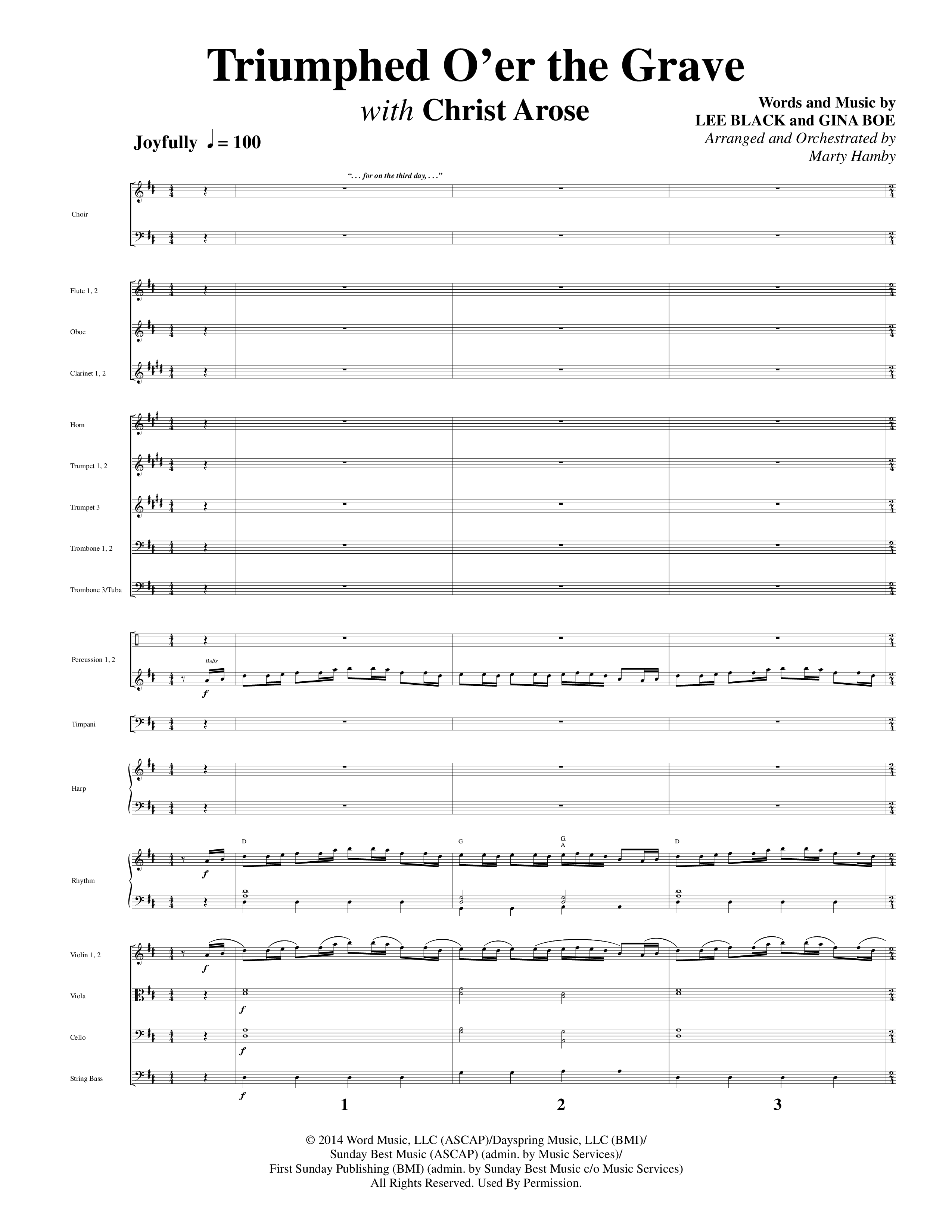 Triumphed O'er The Grave (with Christ Arose) (Choral Anthem SATB) Orchestration (Word Music Choral / Arr. Marty Hamby)