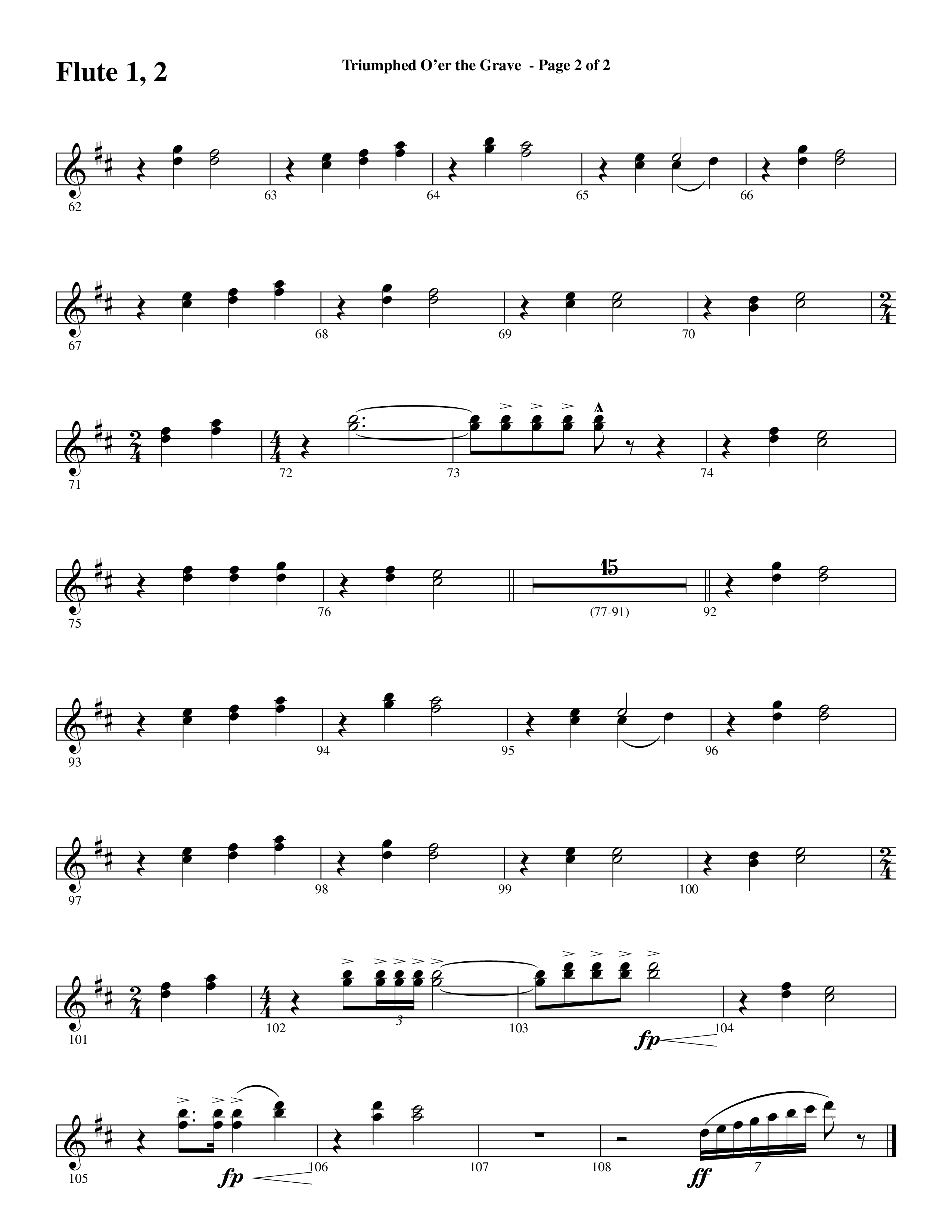 Triumphed O'er The Grave (with Christ Arose) (Choral Anthem SATB) Flute 1/2 (Word Music Choral / Arr. Marty Hamby)