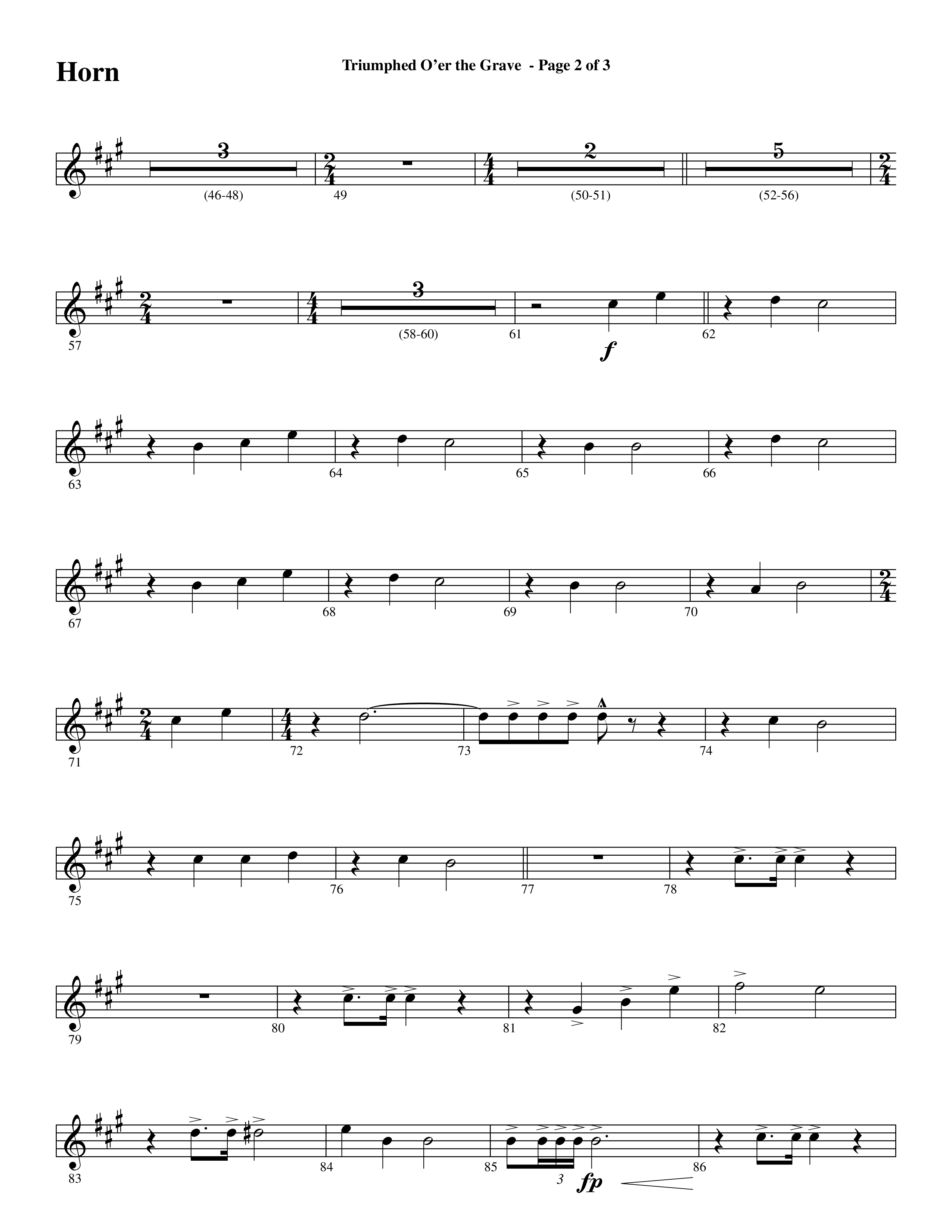 Triumphed O'er The Grave (with Christ Arose) (Choral Anthem SATB) French Horn (Word Music Choral / Arr. Marty Hamby)