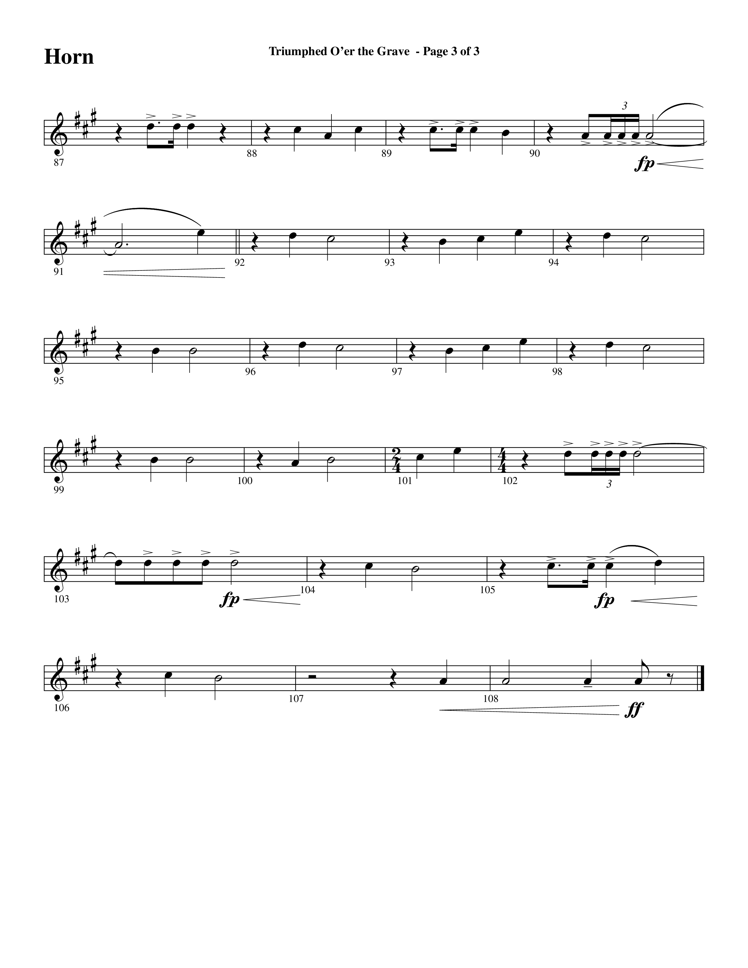 Triumphed O'er The Grave (with Christ Arose) (Choral Anthem SATB) French Horn (Word Music Choral / Arr. Marty Hamby)