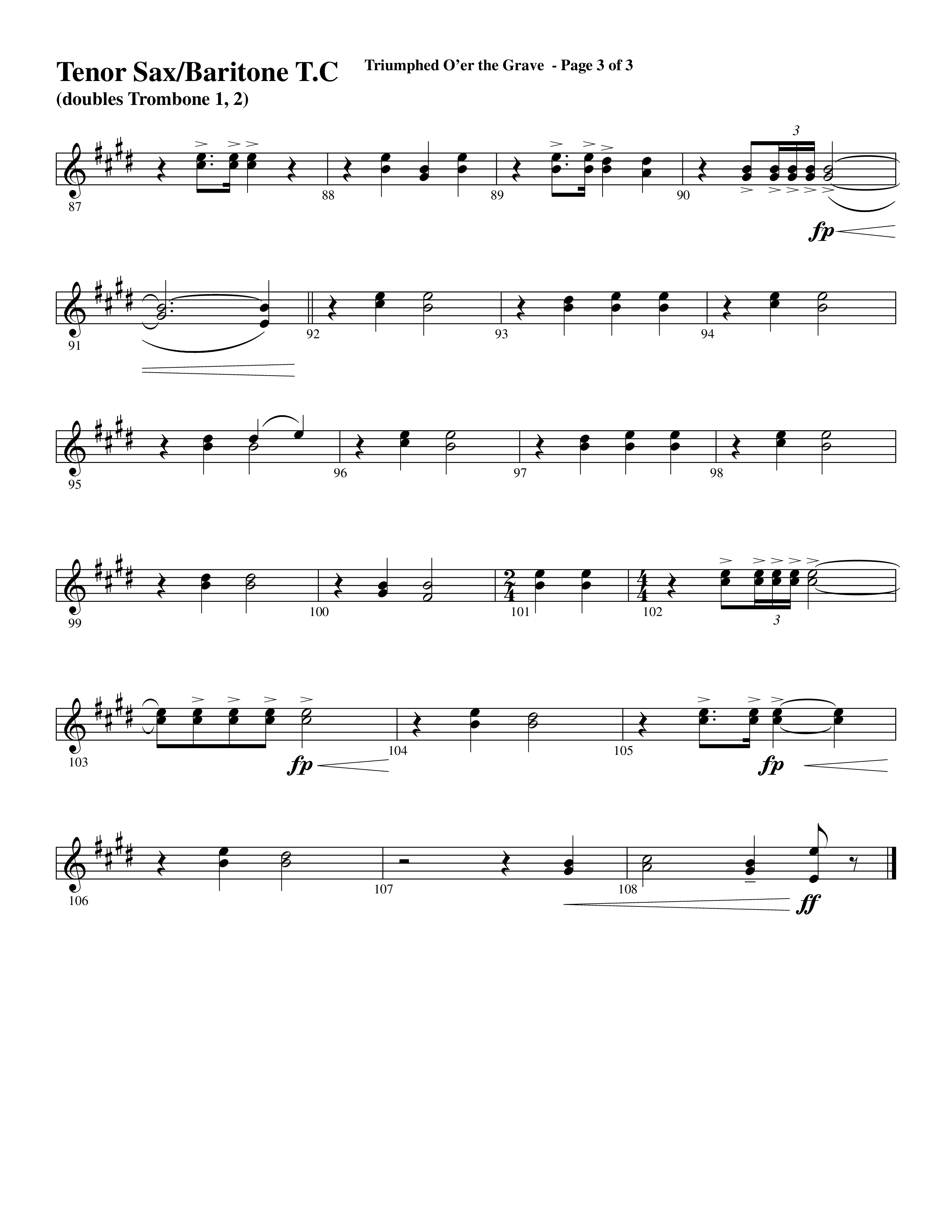 Triumphed O'er The Grave (with Christ Arose) (Choral Anthem SATB) Tenor Sax/Baritone T.C. (Word Music Choral / Arr. Marty Hamby)