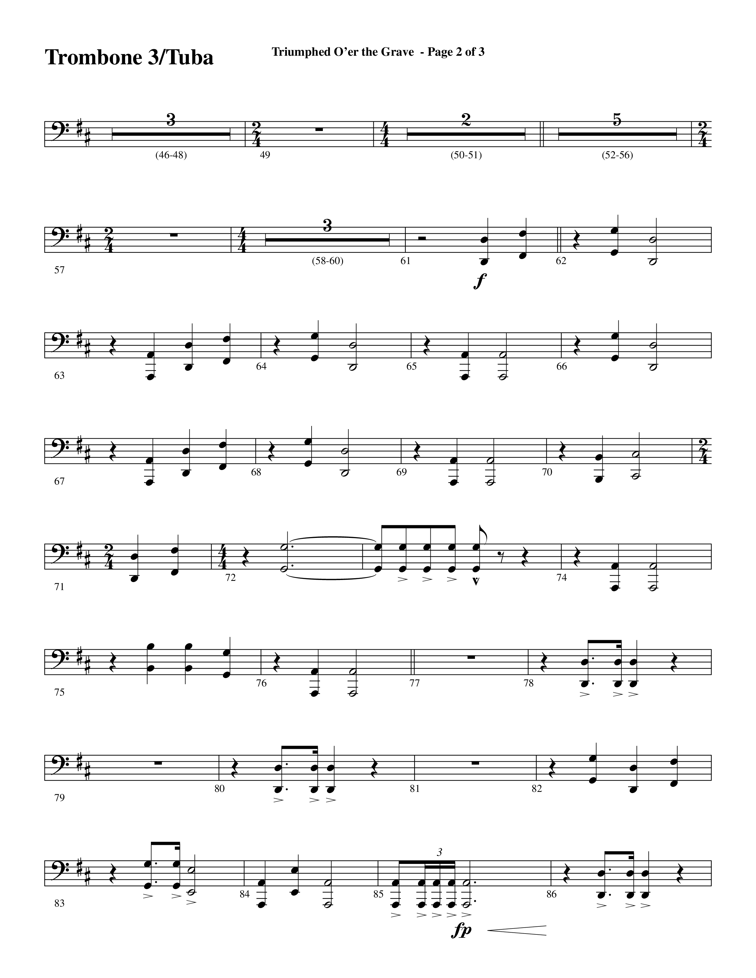 Triumphed O'er The Grave (with Christ Arose) (Choral Anthem SATB) Trombone 3/Tuba (Word Music Choral / Arr. Marty Hamby)