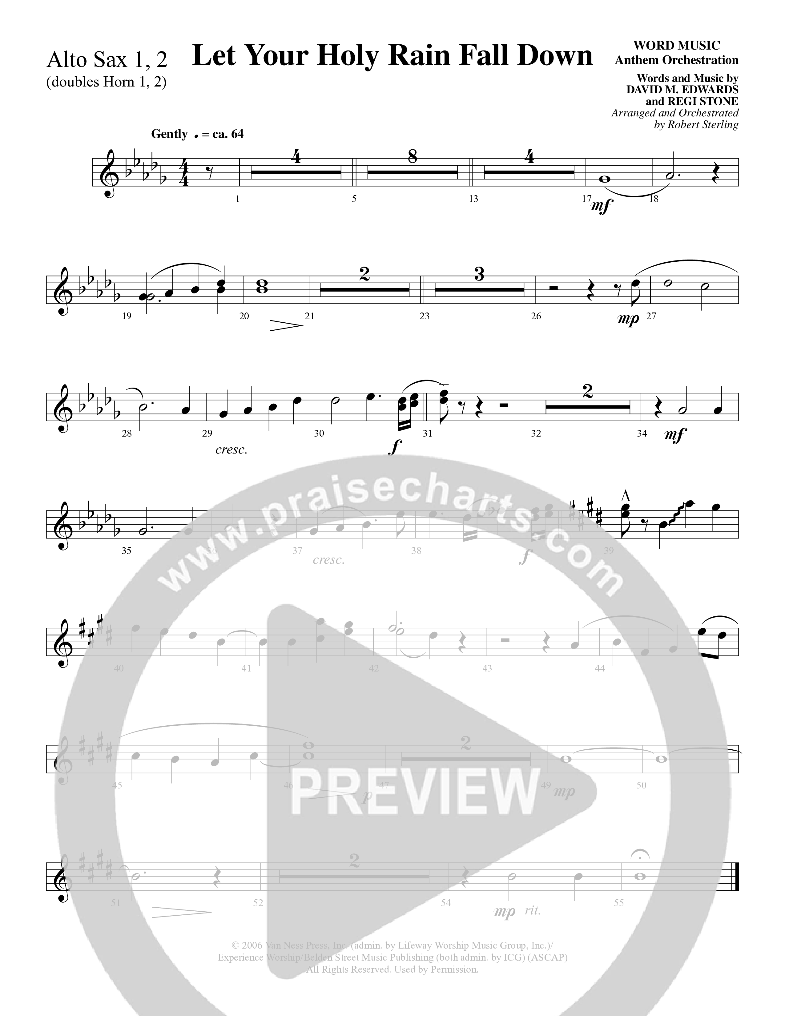 Let Your Holy Rain Fall Down (Choral Anthem SATB) Alto Sax (Word Music Choral / Robert Sterling)