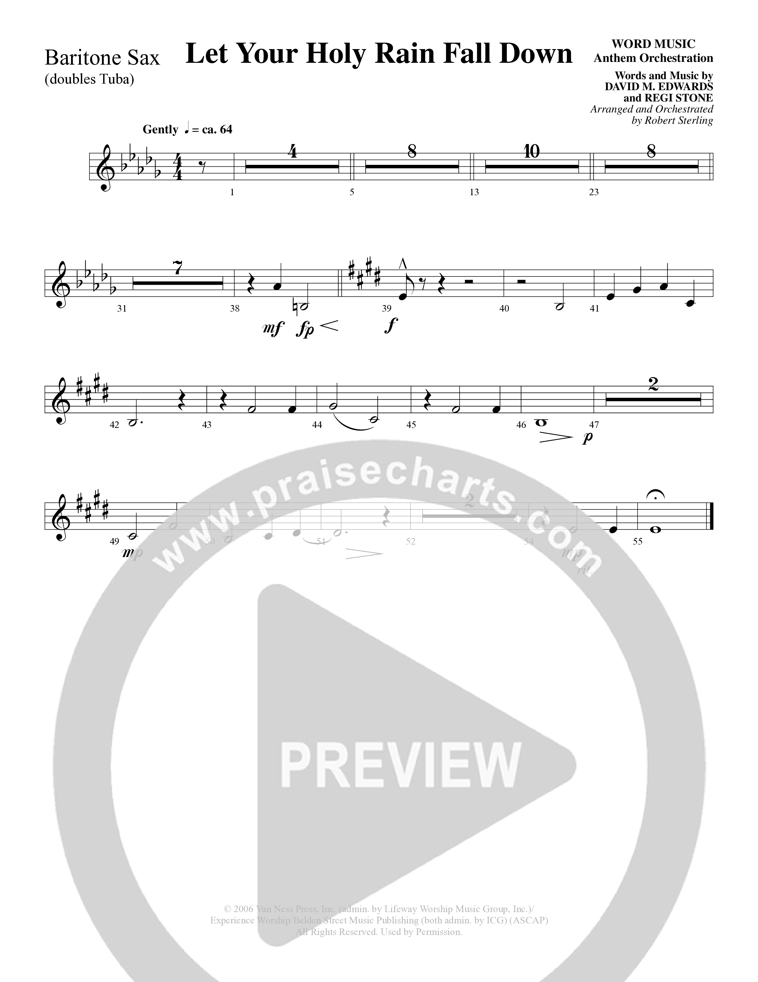 Let Your Holy Rain Fall Down (Choral Anthem SATB) Bari Sax (Word Music Choral / Robert Sterling)