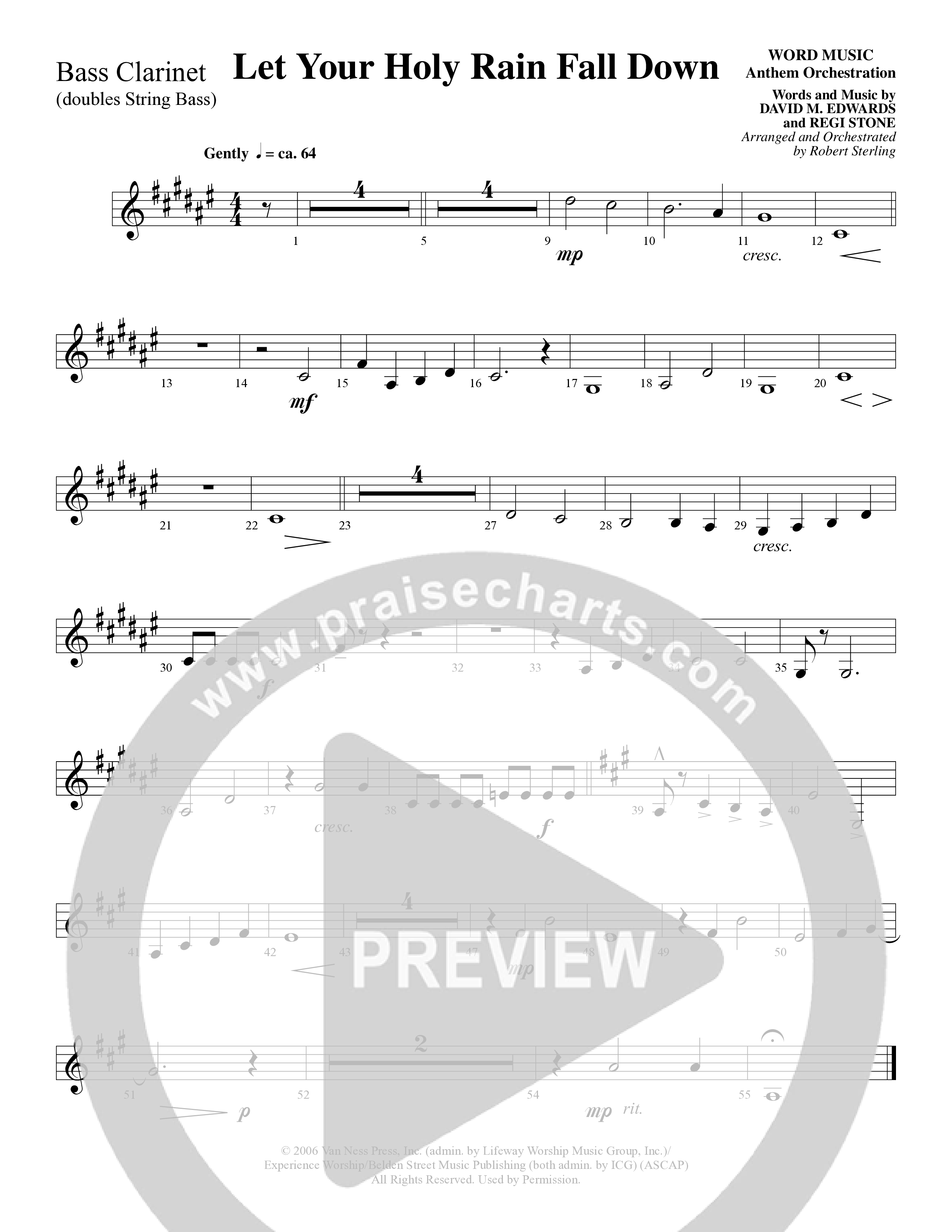 Let Your Holy Rain Fall Down (Choral Anthem SATB) Bass Clarinet (Word Music Choral / Robert Sterling)