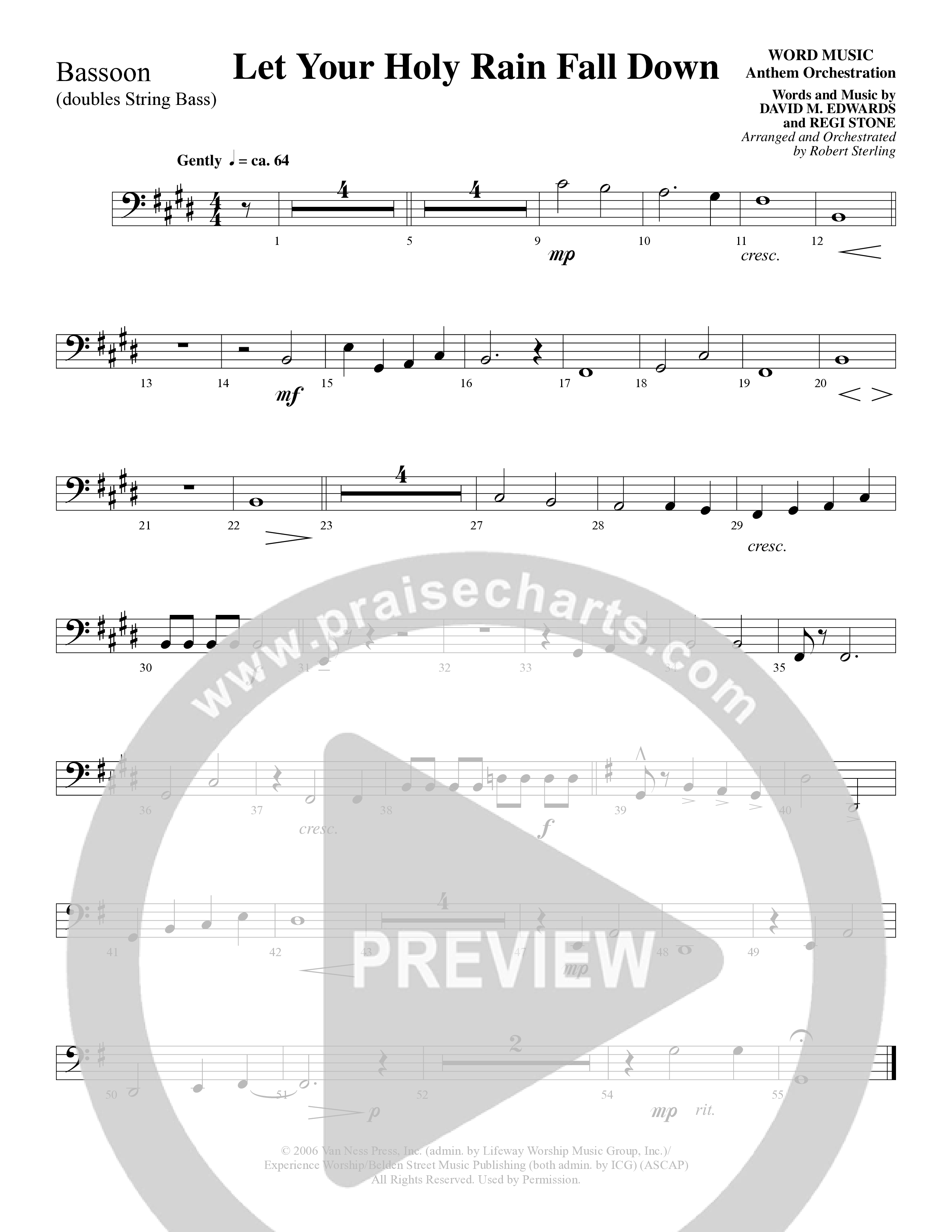 Let Your Holy Rain Fall Down (Choral Anthem SATB) Bassoon (Word Music Choral / Robert Sterling)