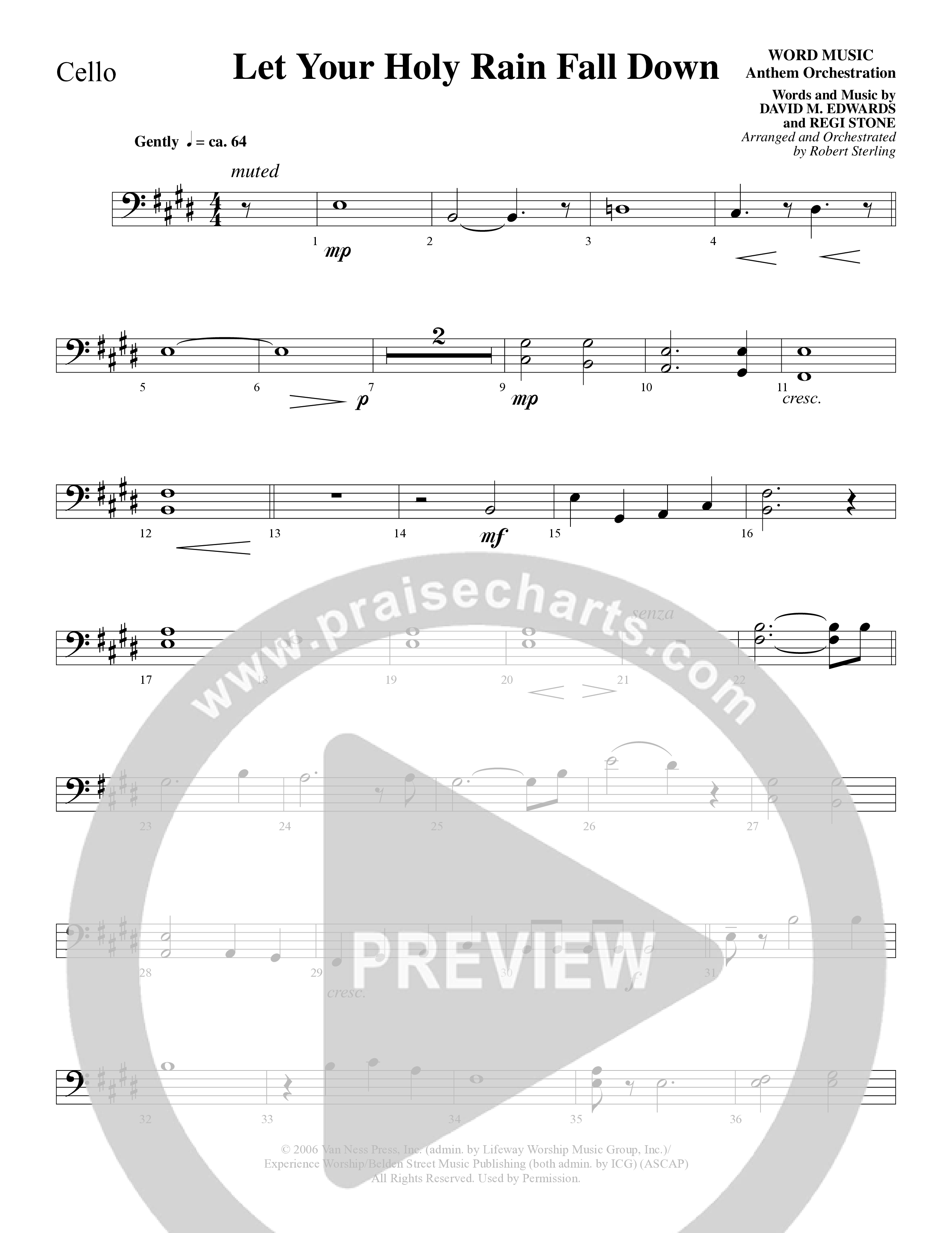 Let Your Holy Rain Fall Down (Choral Anthem SATB) Cello (Word Music Choral / Robert Sterling)