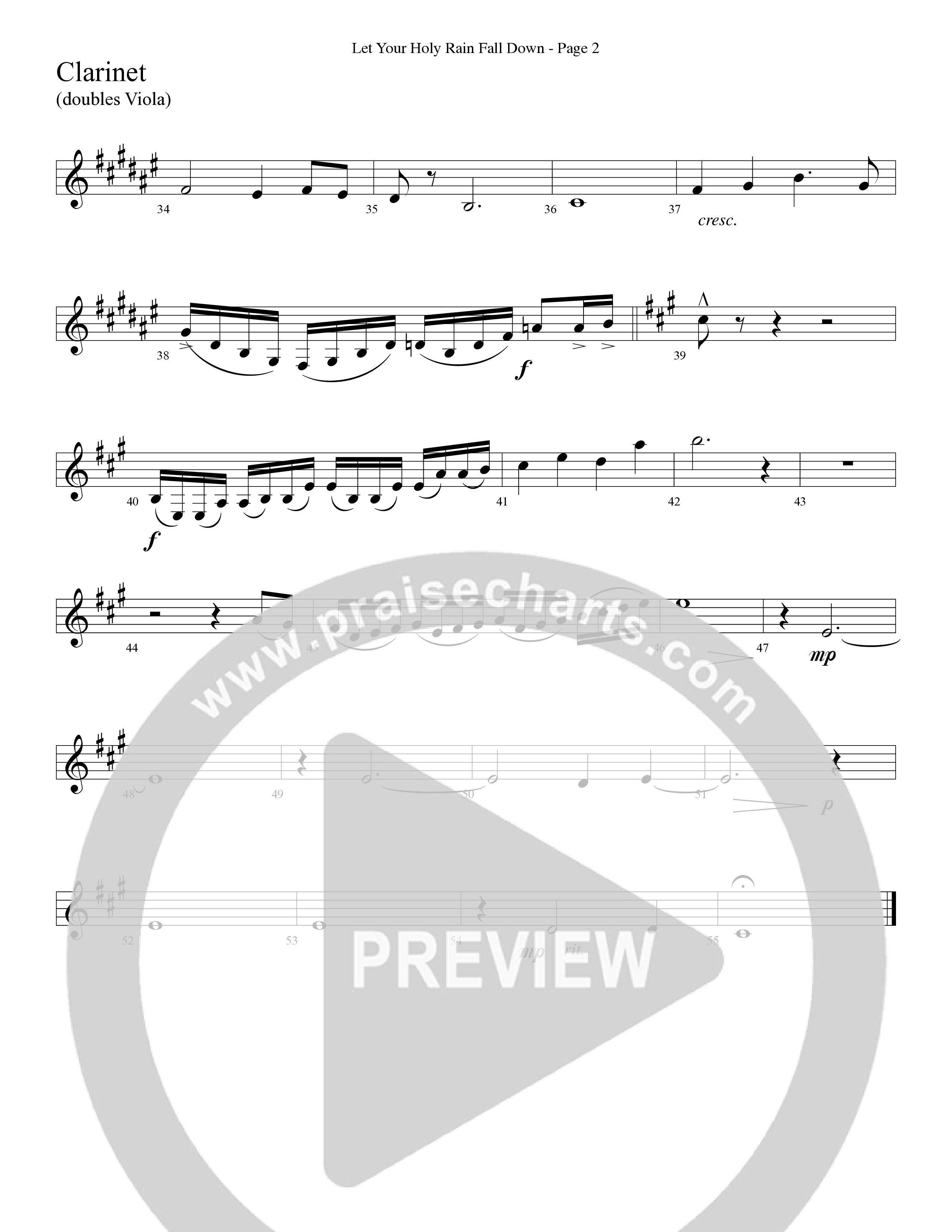 Let Your Holy Rain Fall Down (Choral Anthem SATB) Clarinet (Word Music Choral / Robert Sterling)