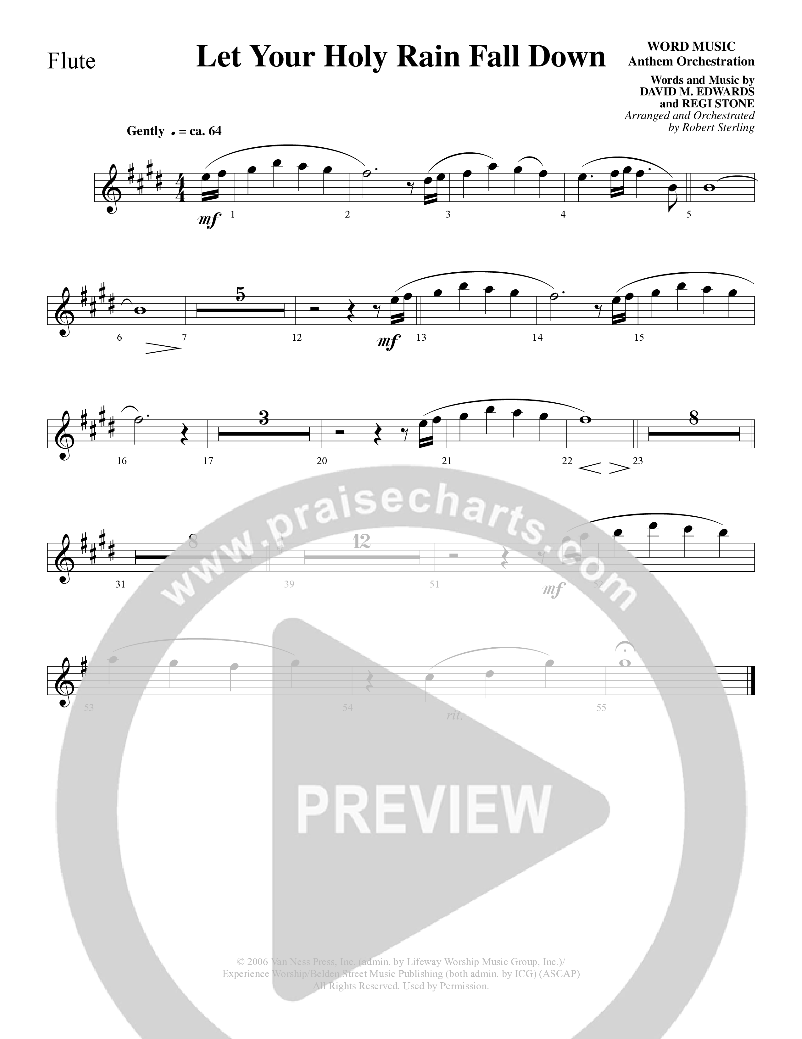 Let Your Holy Rain Fall Down (Choral Anthem SATB) Flute (Word Music Choral / Robert Sterling)