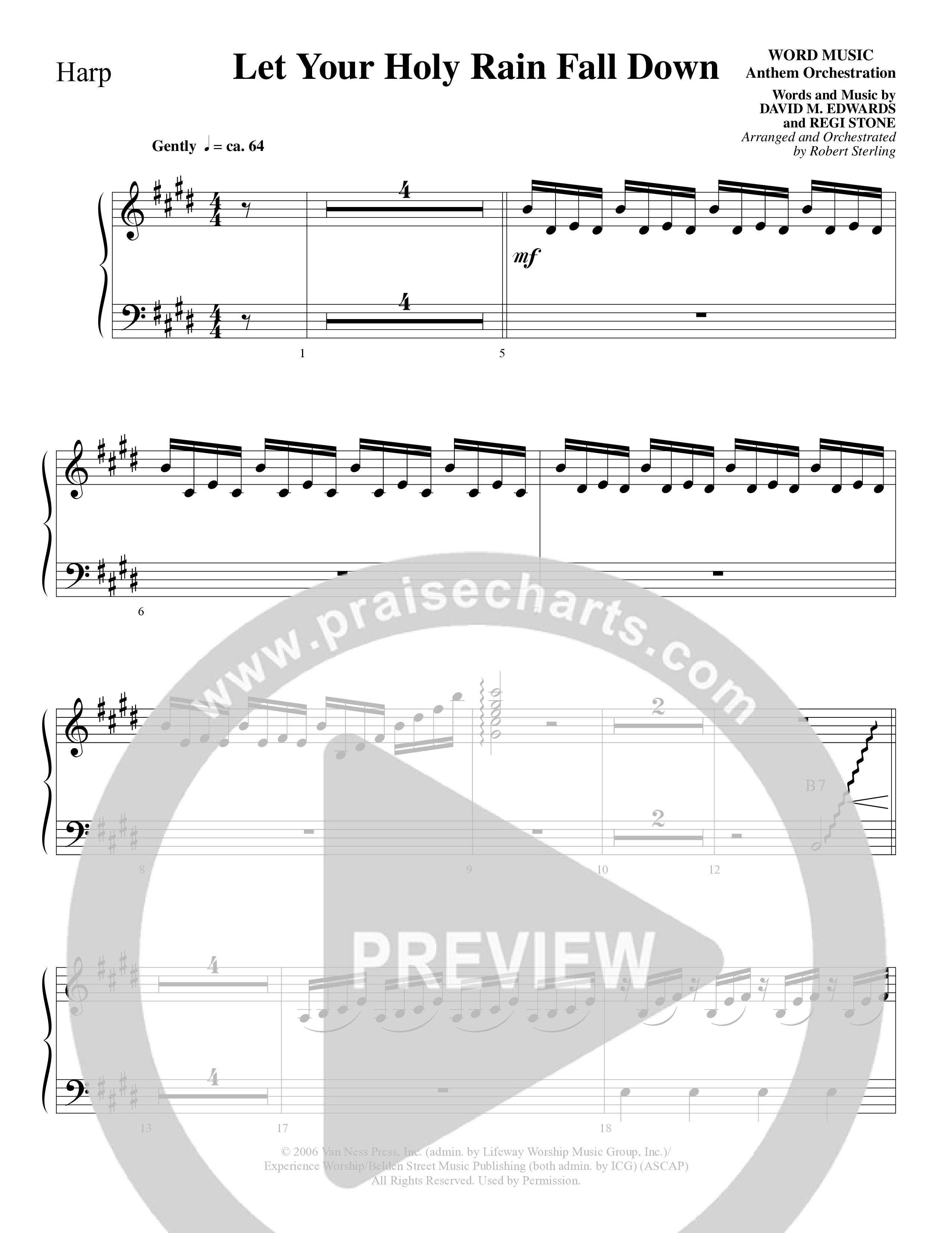 Let Your Holy Rain Fall Down (Choral Anthem SATB) Harp (Word Music Choral / Robert Sterling)