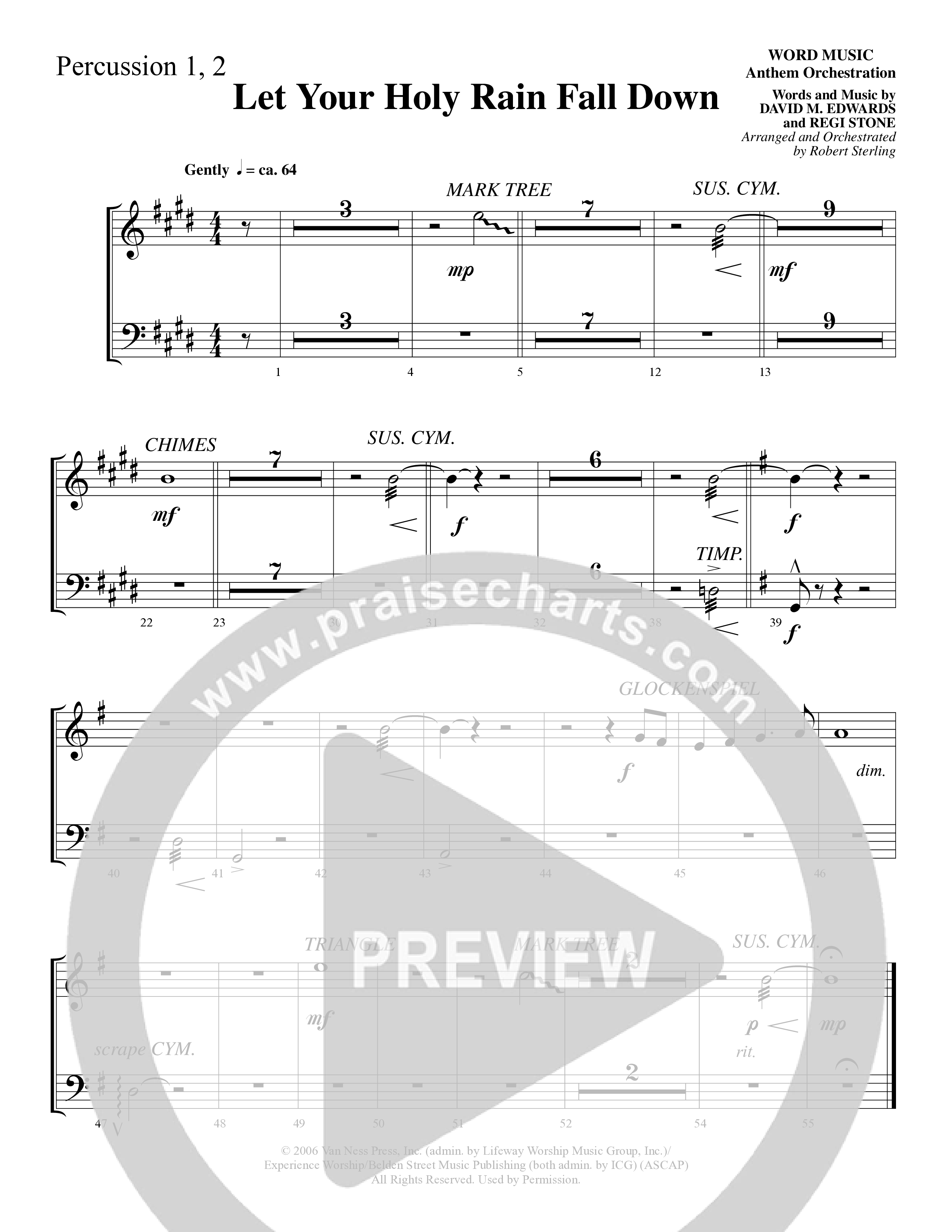 Let Your Holy Rain Fall Down (Choral Anthem SATB) Percussion 1/2 (Word Music Choral / Robert Sterling)