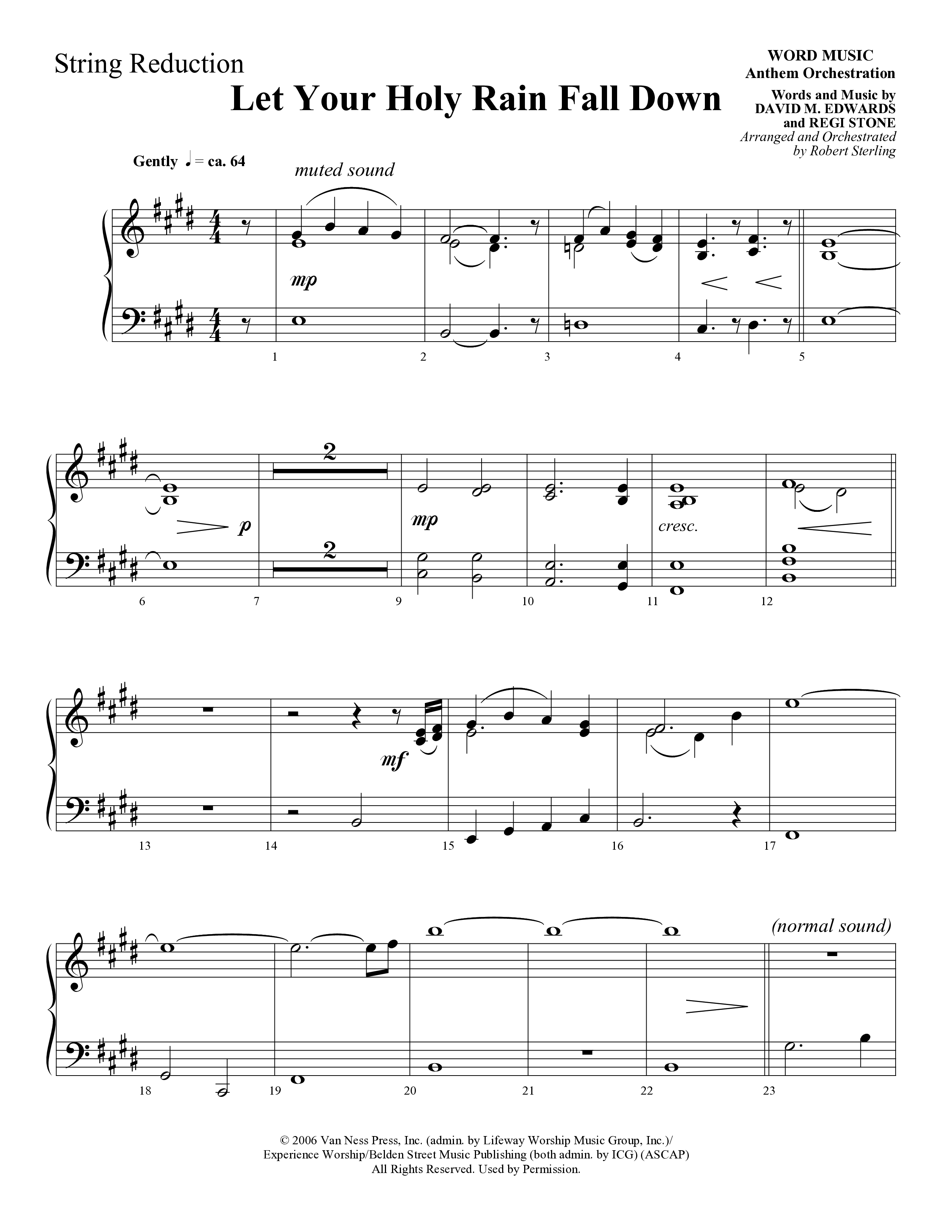 Let Your Holy Rain Fall Down (Choral Anthem SATB) String Reduction (Word Music Choral / Robert Sterling)