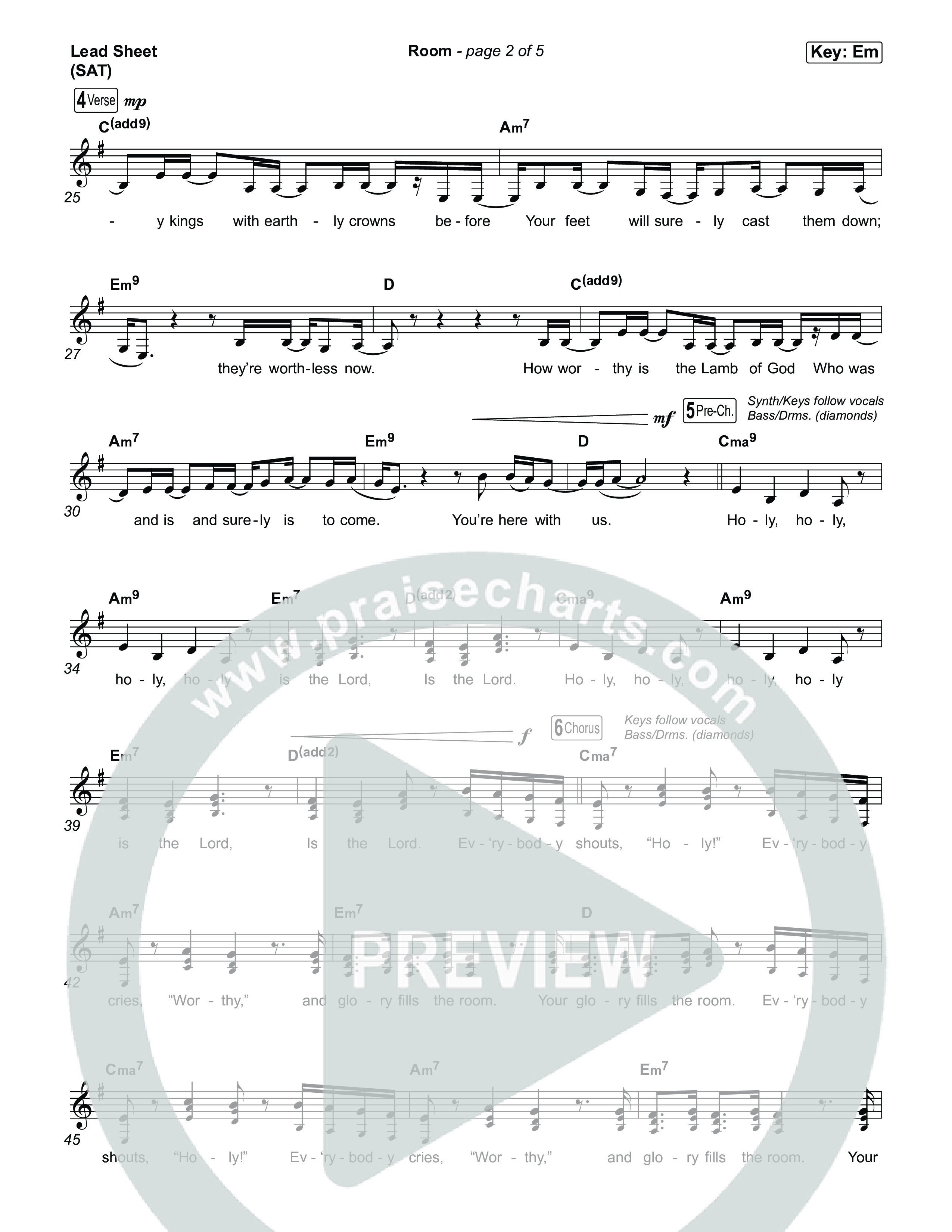 Room Lead Sheet (SAT) (Tiffany Hudson / John Wilds)