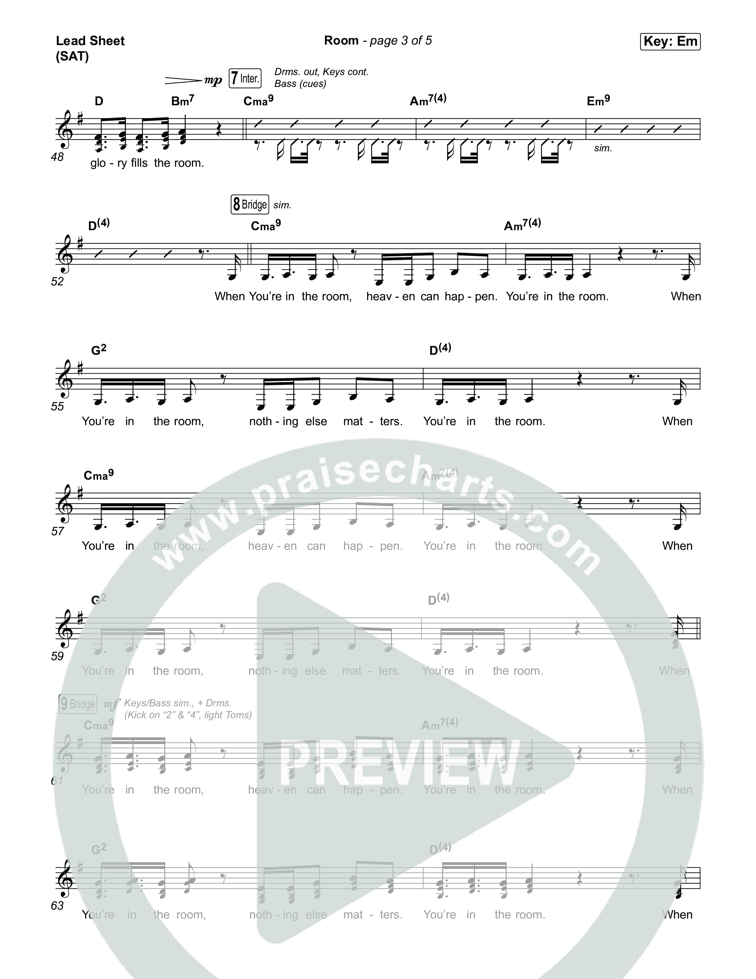 Room Lead Sheet (SAT) (Tiffany Hudson / John Wilds)