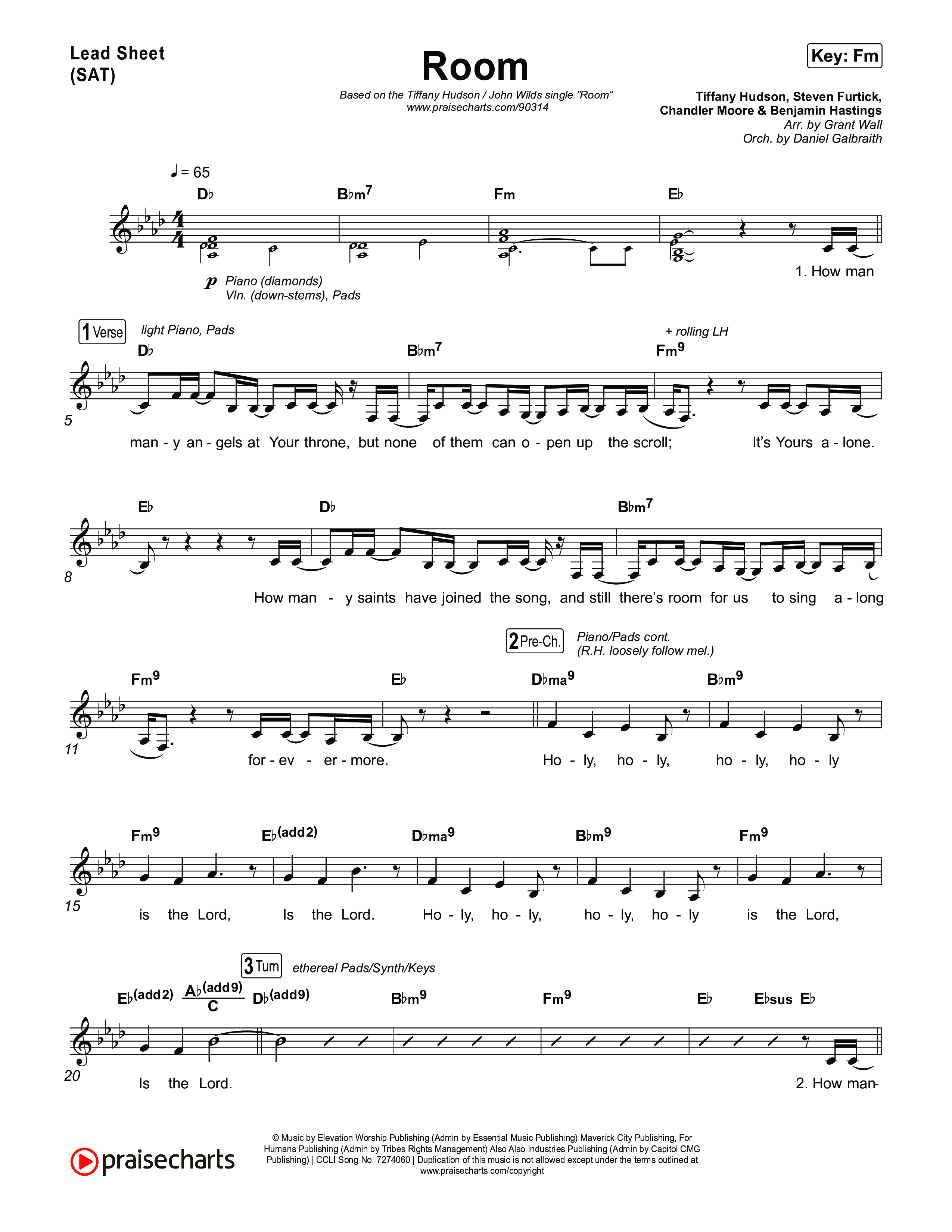 Room Lead Sheet (SAT) (Tiffany Hudson / John Wilds)