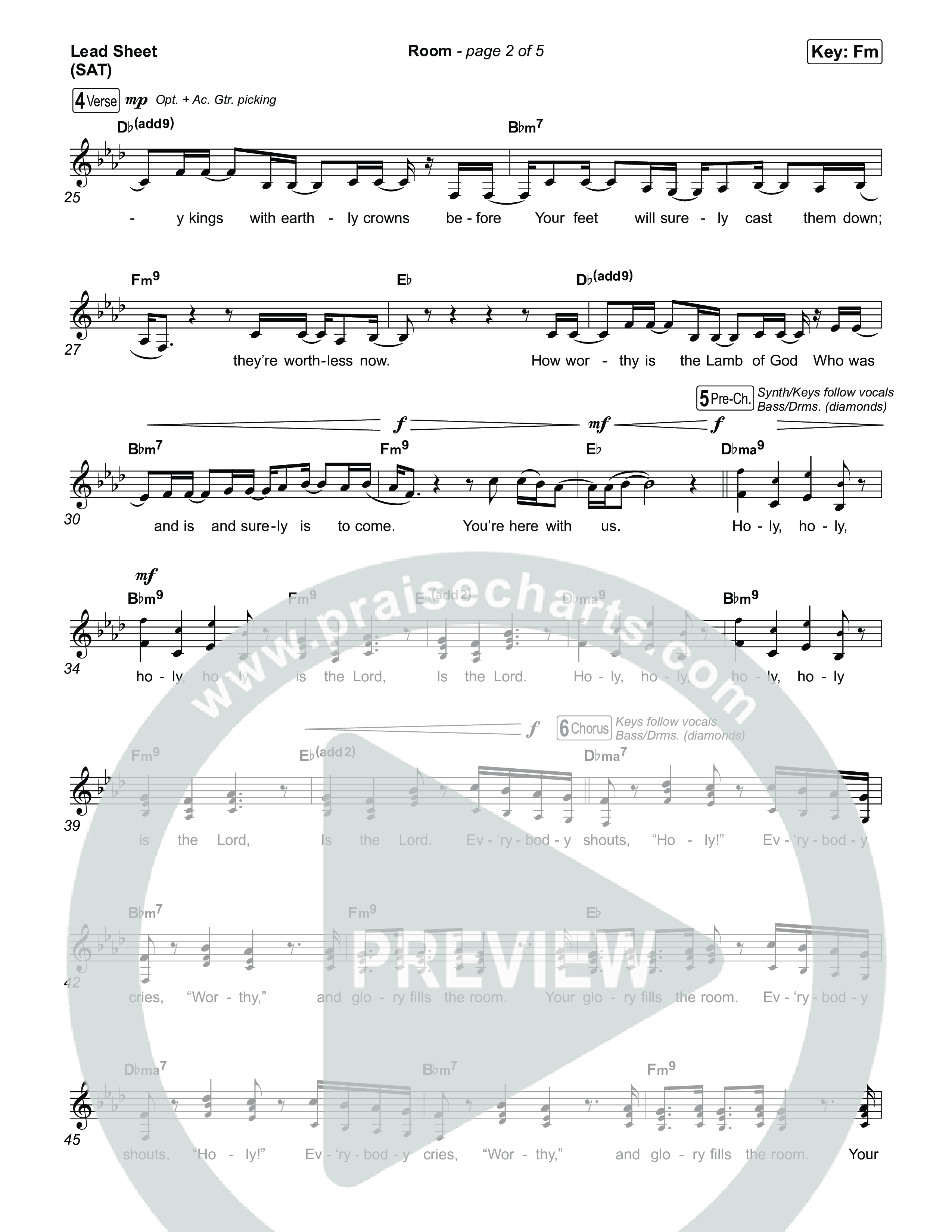Room Lead Sheet (SAT) (Tiffany Hudson / John Wilds)