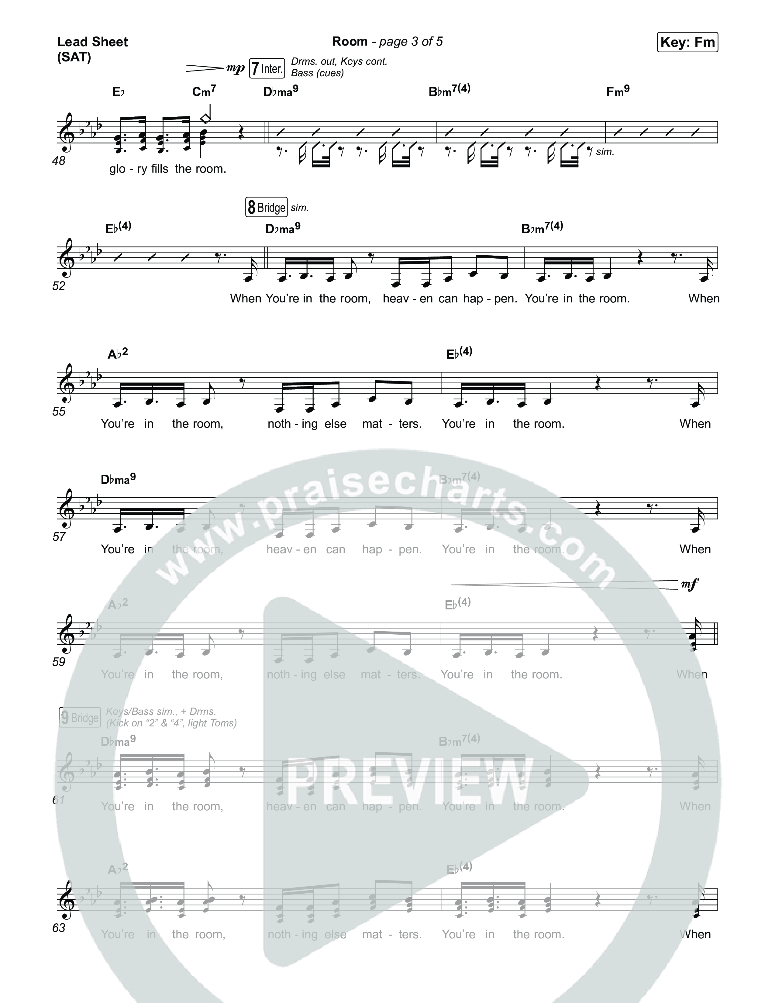 Room Lead Sheet (SAT) (Tiffany Hudson / John Wilds)