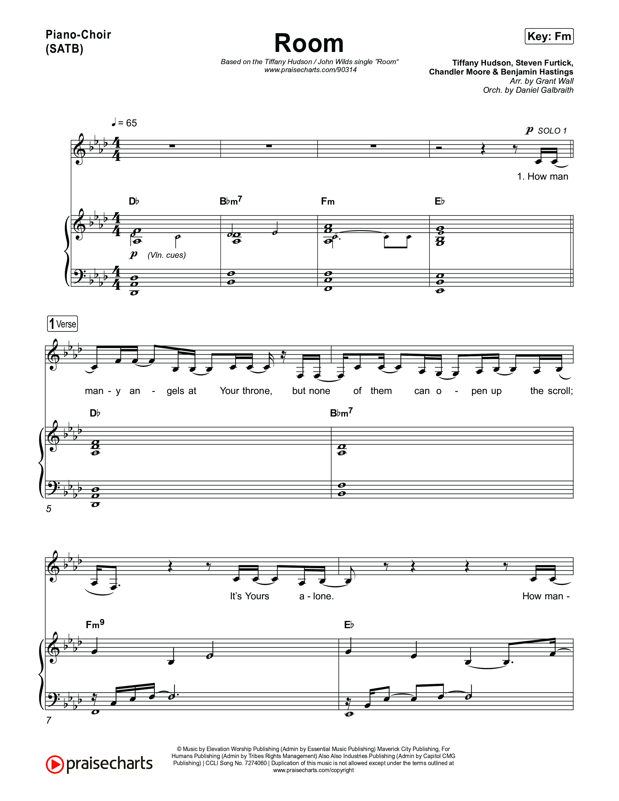 Room Piano/Vocal (SATB) (Tiffany Hudson / John Wilds)