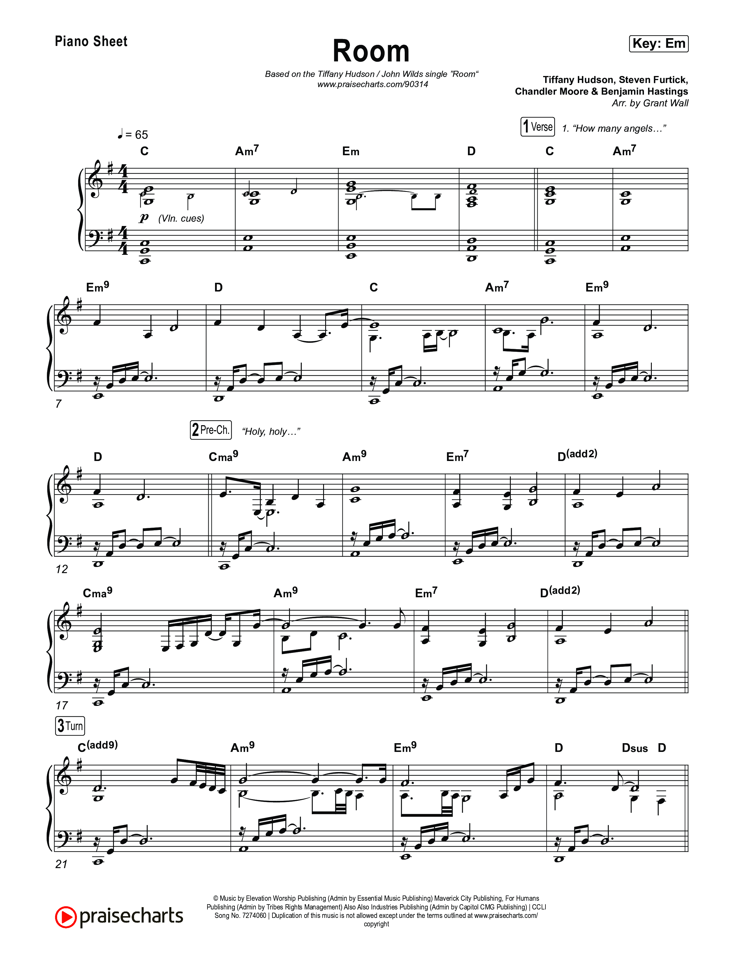 Room Piano Sheet (Tiffany Hudson / John Wilds)