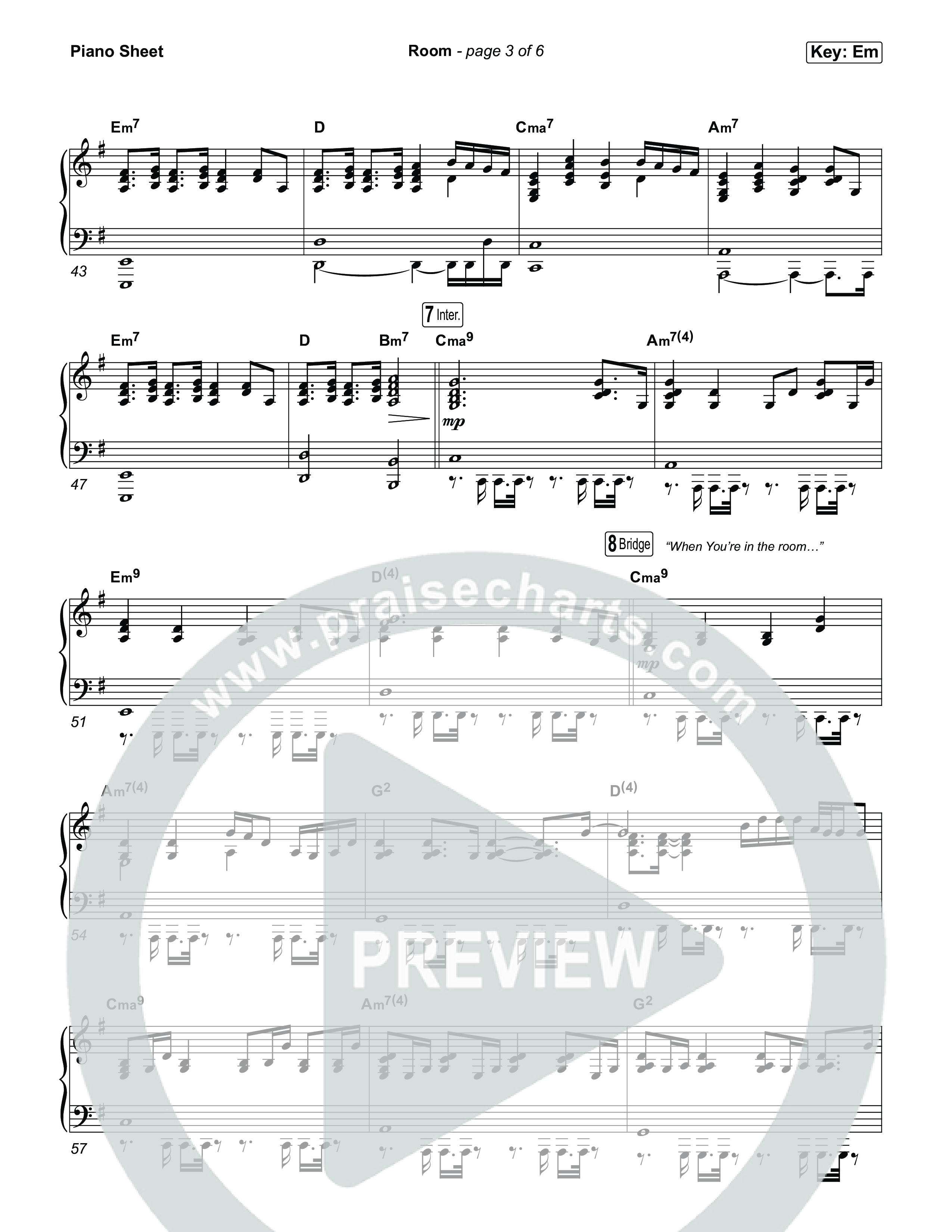 Room Piano Sheet (Tiffany Hudson / John Wilds)