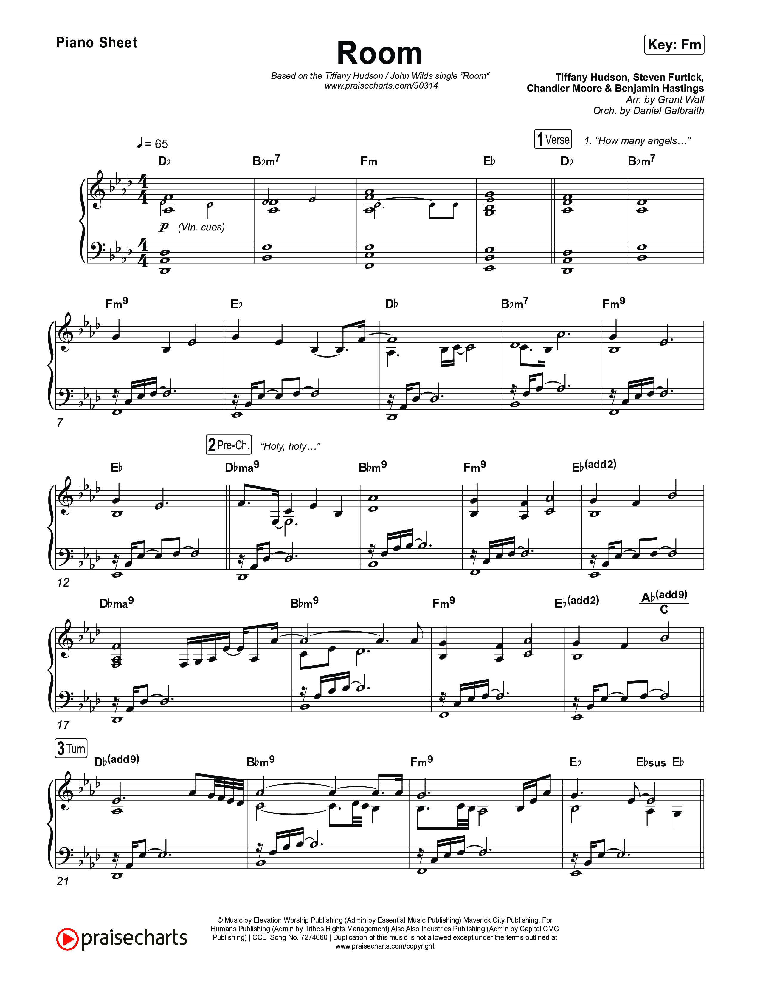 Room Piano Sheet (Tiffany Hudson / John Wilds)