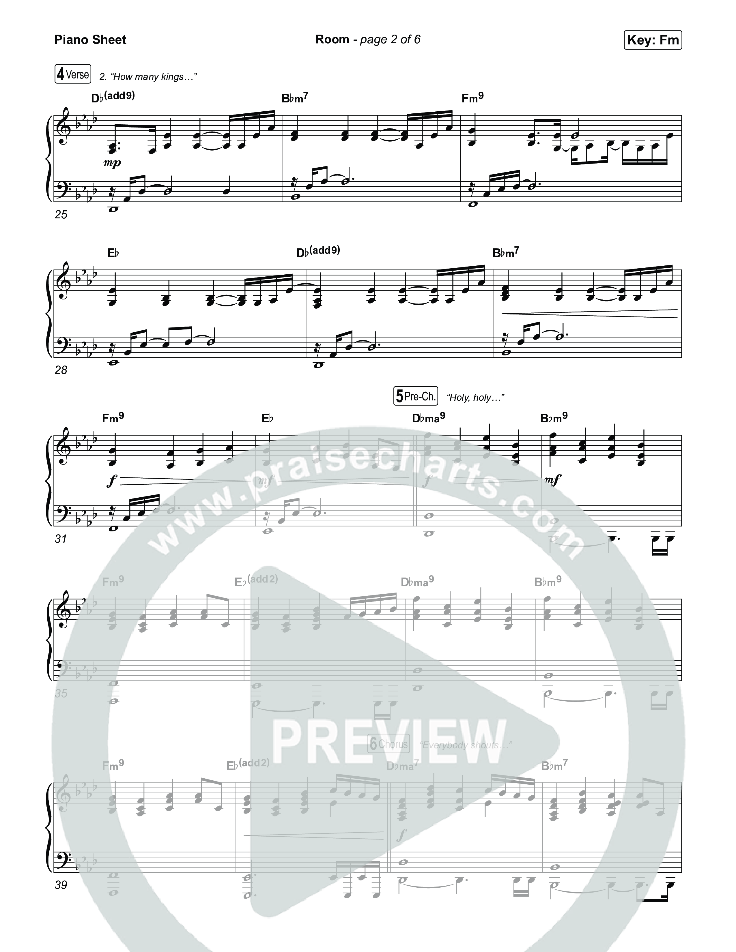 Room Piano Sheet (Tiffany Hudson / John Wilds)