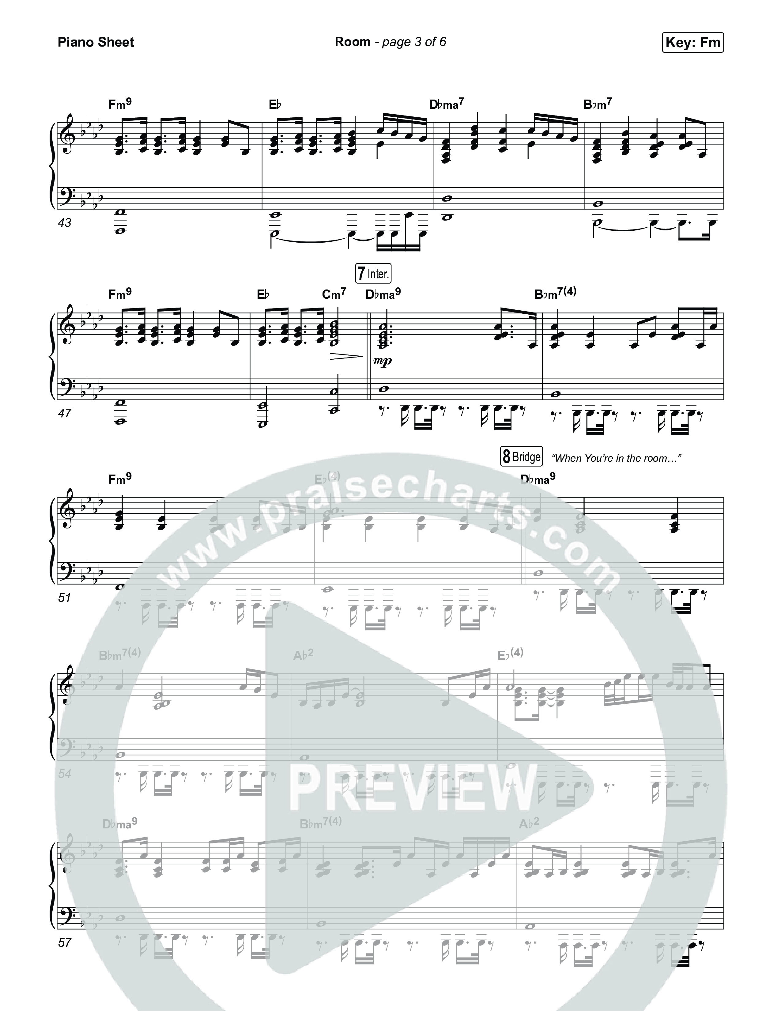 Room Piano Sheet (Tiffany Hudson / John Wilds)