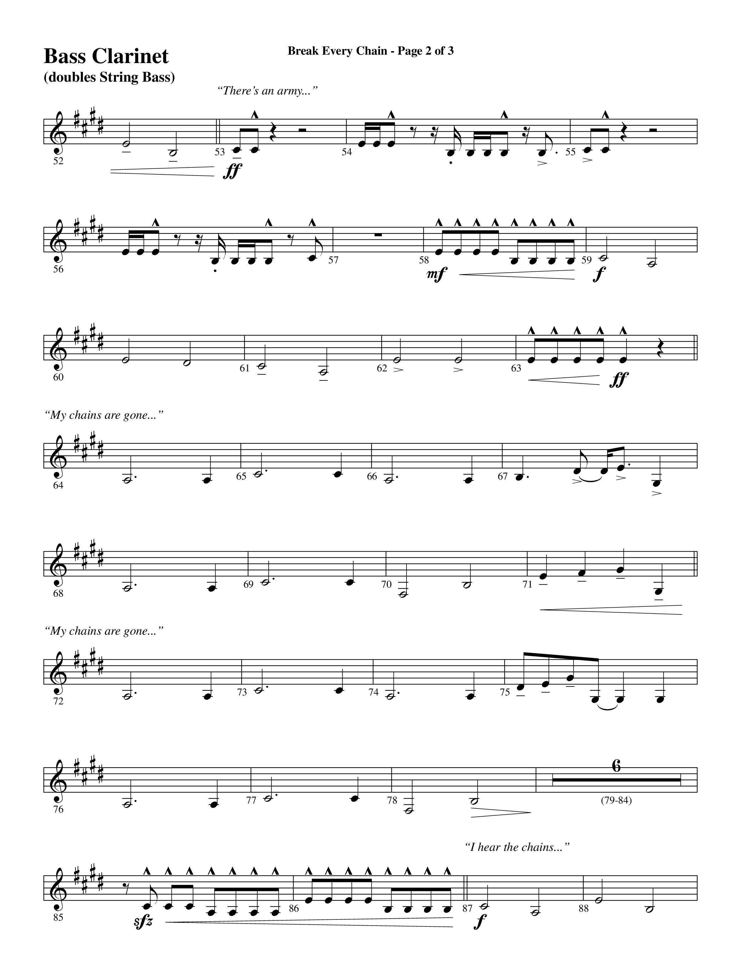 Break Every Chain (with Amazing Grace (My Chains Are Gone)) (Choral Anthem SATB) Bass Clarinet (Word Music Choral / Arr. Cliff Duren)