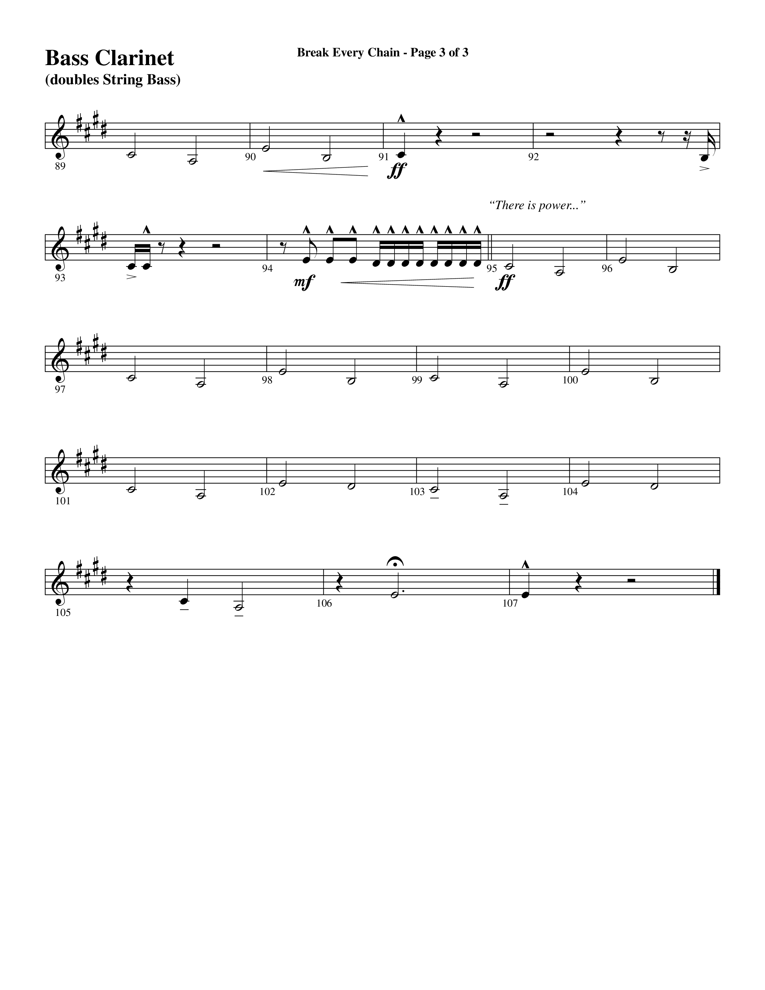 Break Every Chain (with Amazing Grace (My Chains Are Gone)) (Choral Anthem SATB) Bass Clarinet (Word Music Choral / Arr. Cliff Duren)