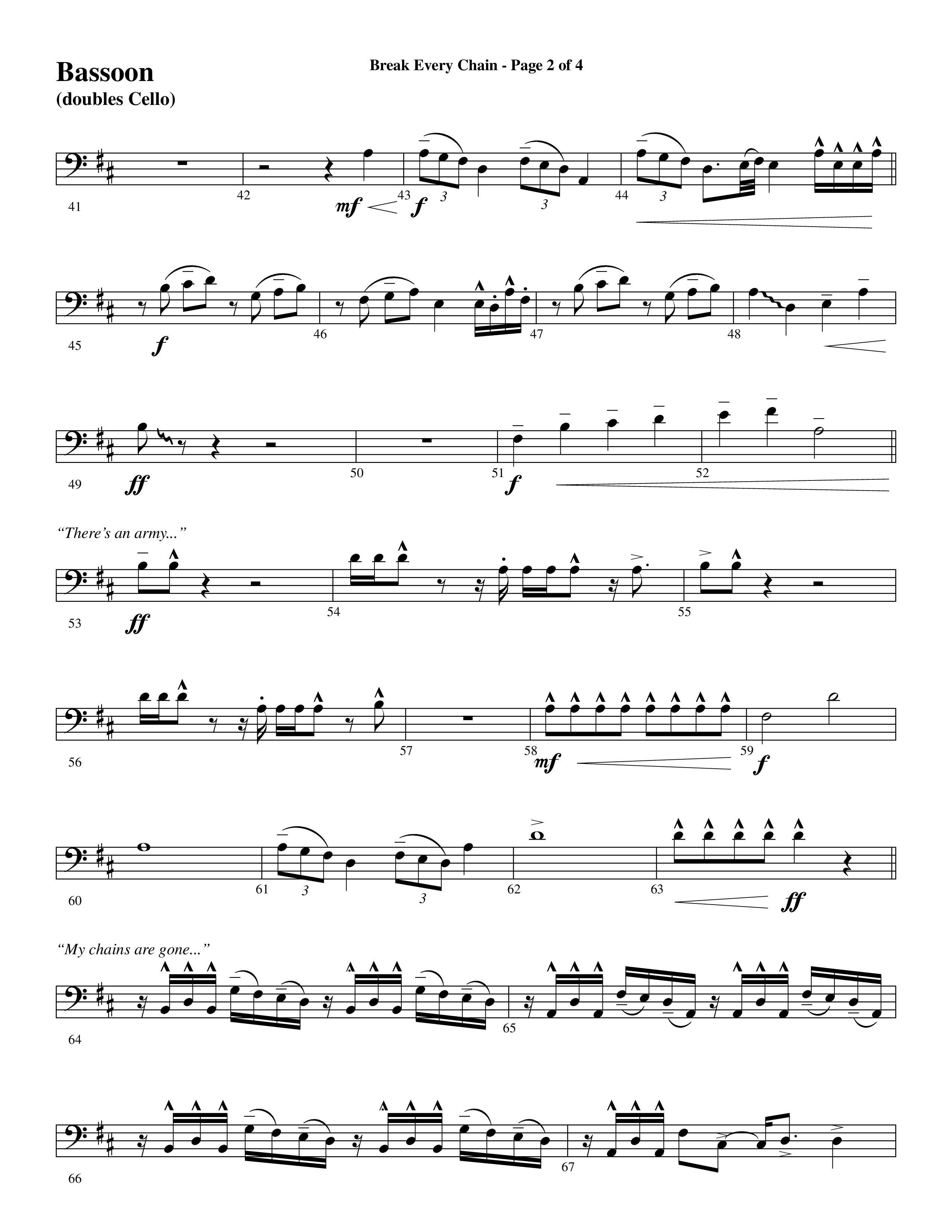 Break Every Chain (with Amazing Grace (My Chains Are Gone)) (Choral Anthem SATB) Bassoon (Word Music Choral / Arr. Cliff Duren)