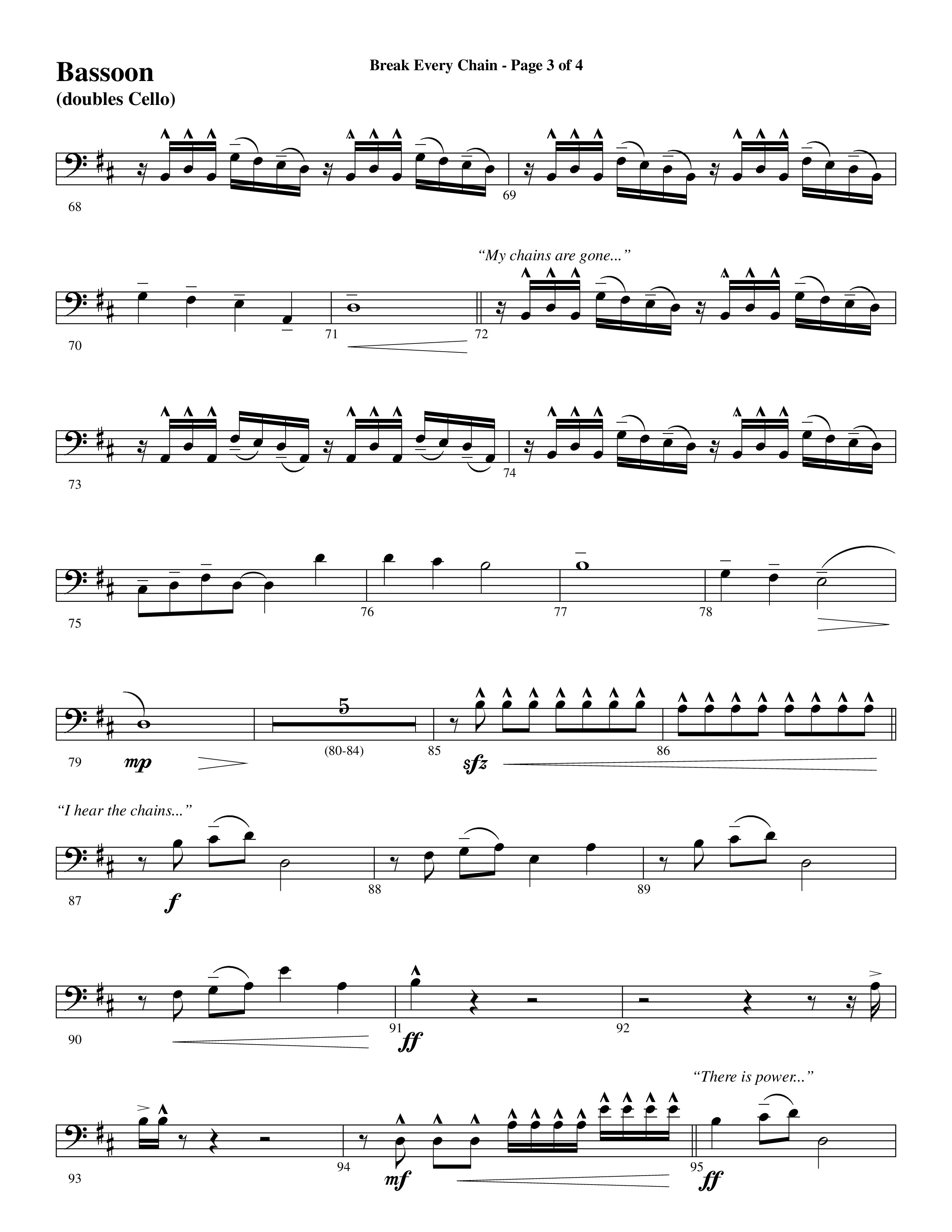 Break Every Chain (with Amazing Grace (My Chains Are Gone)) (Choral Anthem SATB) Bassoon (Word Music Choral / Arr. Cliff Duren)