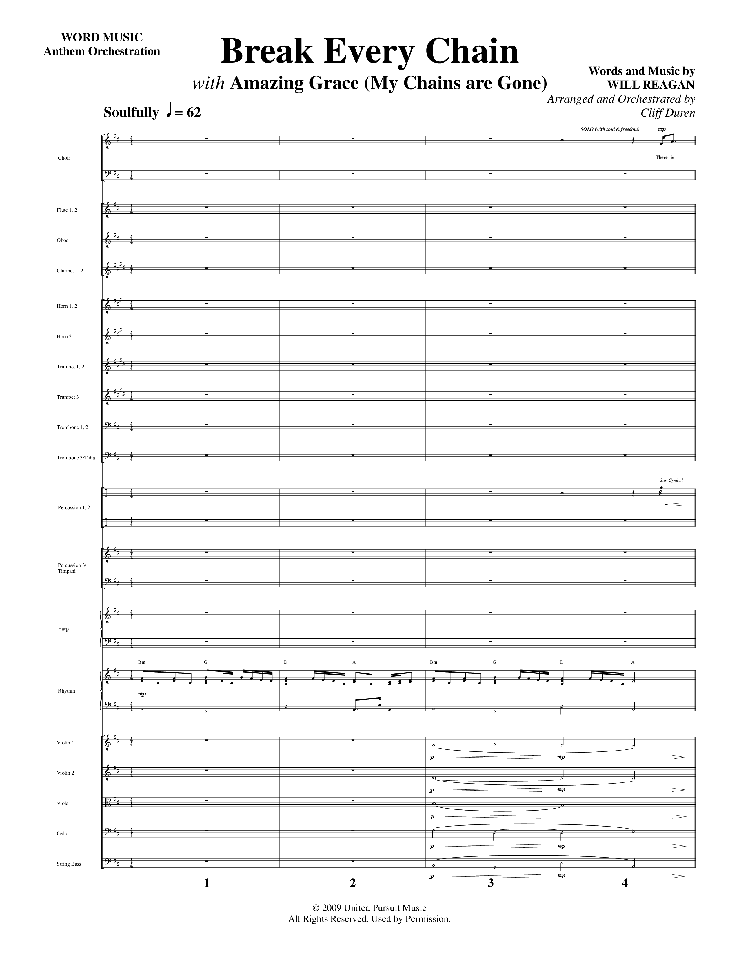 Break Every Chain (with Amazing Grace (My Chains Are Gone)) (Choral Anthem SATB) Orchestration (Word Music Choral / Arr. Cliff Duren)