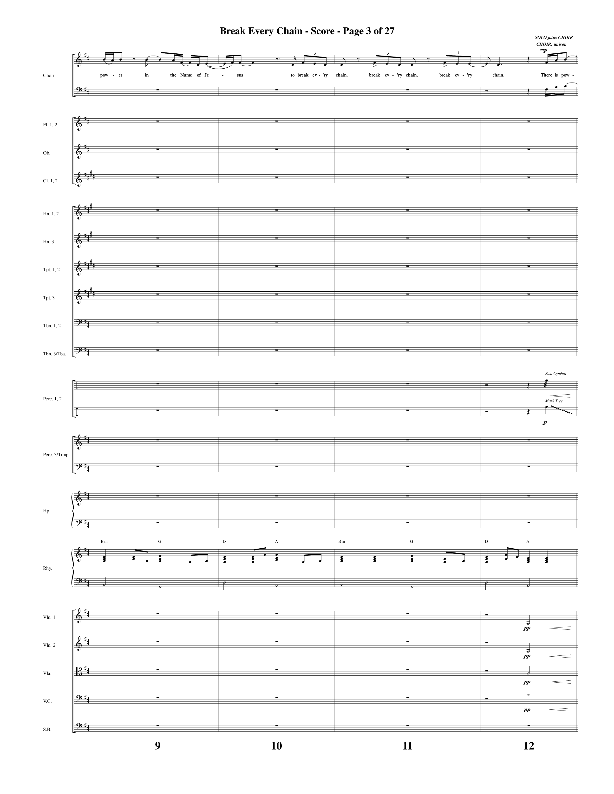 Break Every Chain (with Amazing Grace (My Chains Are Gone)) (Choral Anthem SATB) Orchestration (Word Music Choral / Arr. Cliff Duren)