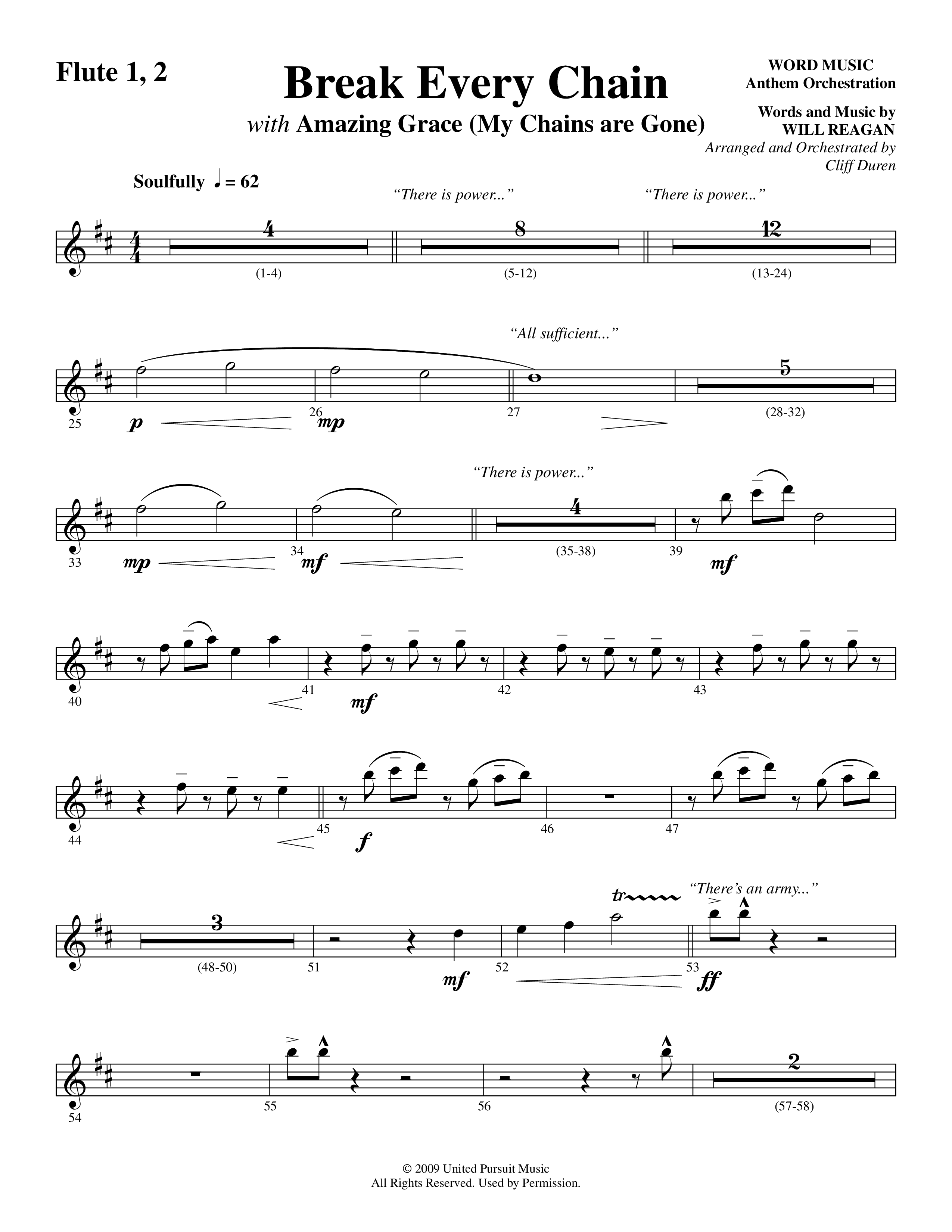 Break Every Chain (with Amazing Grace (My Chains Are Gone)) (Choral Anthem SATB) Flute 1/2 (Word Music Choral / Arr. Cliff Duren)