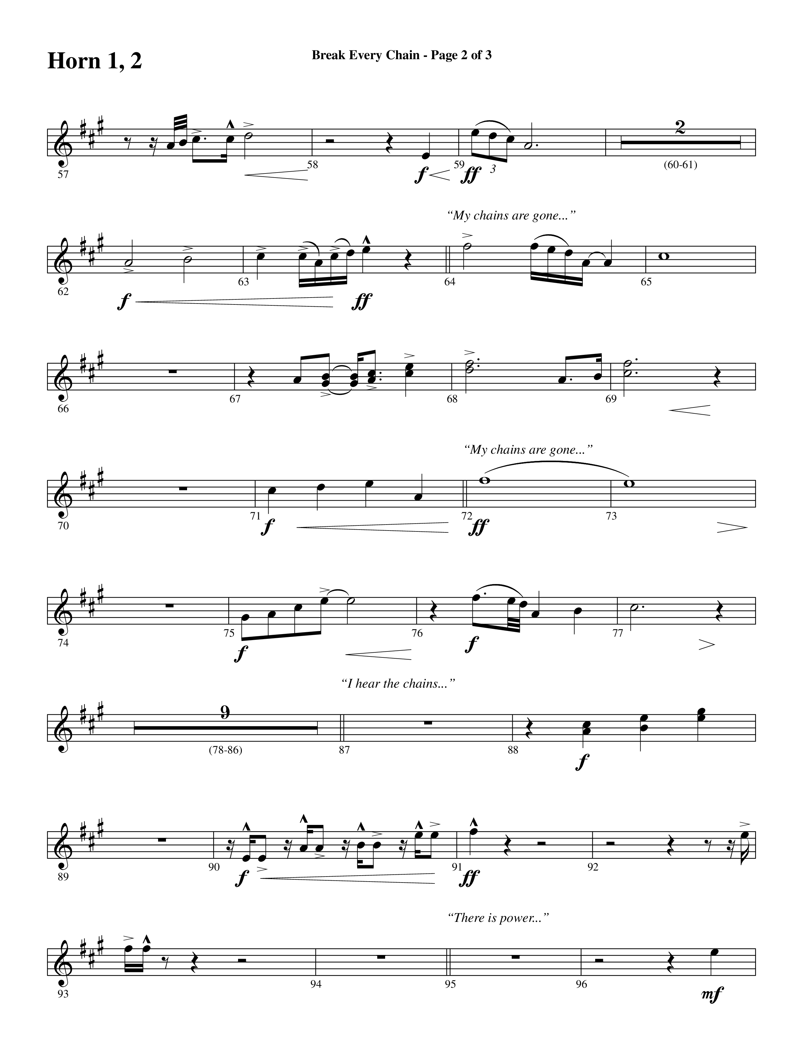 Break Every Chain (with Amazing Grace (My Chains Are Gone)) (Choral Anthem SATB) French Horn 1/2 (Word Music Choral / Arr. Cliff Duren)