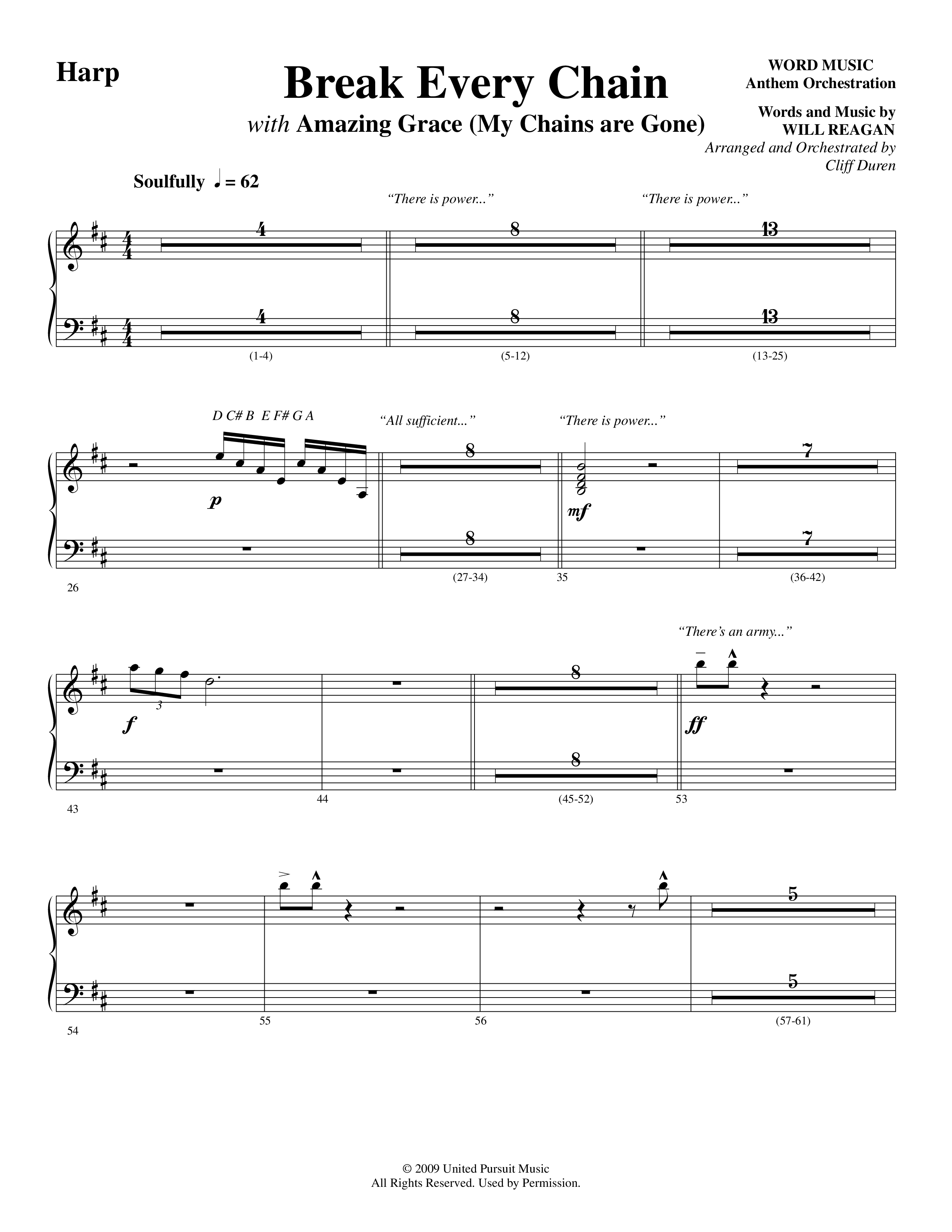Break Every Chain (with Amazing Grace (My Chains Are Gone)) (Choral Anthem SATB) Harp (Word Music Choral / Arr. Cliff Duren)
