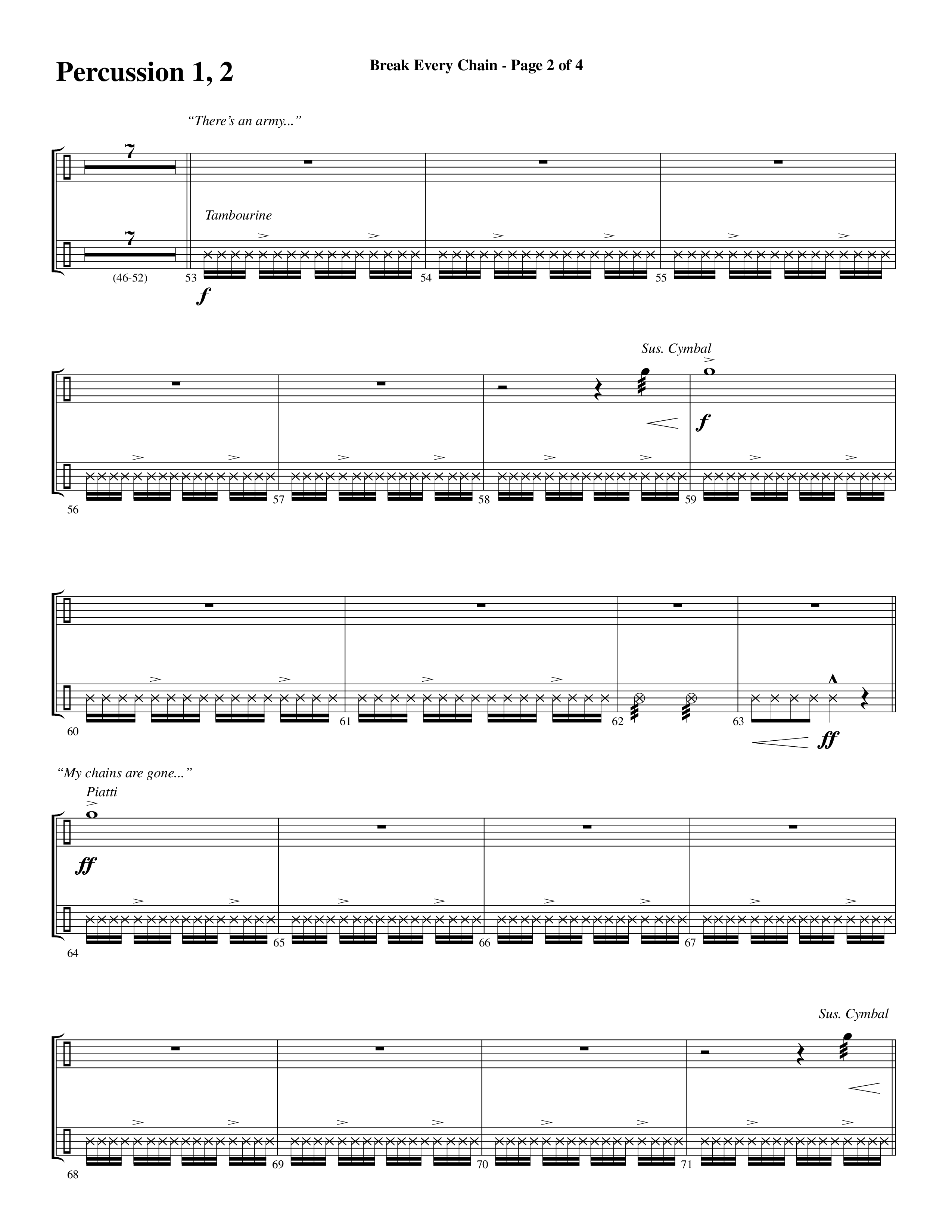 Break Every Chain (with Amazing Grace (My Chains Are Gone)) (Choral Anthem SATB) Percussion (Word Music Choral / Arr. Cliff Duren)