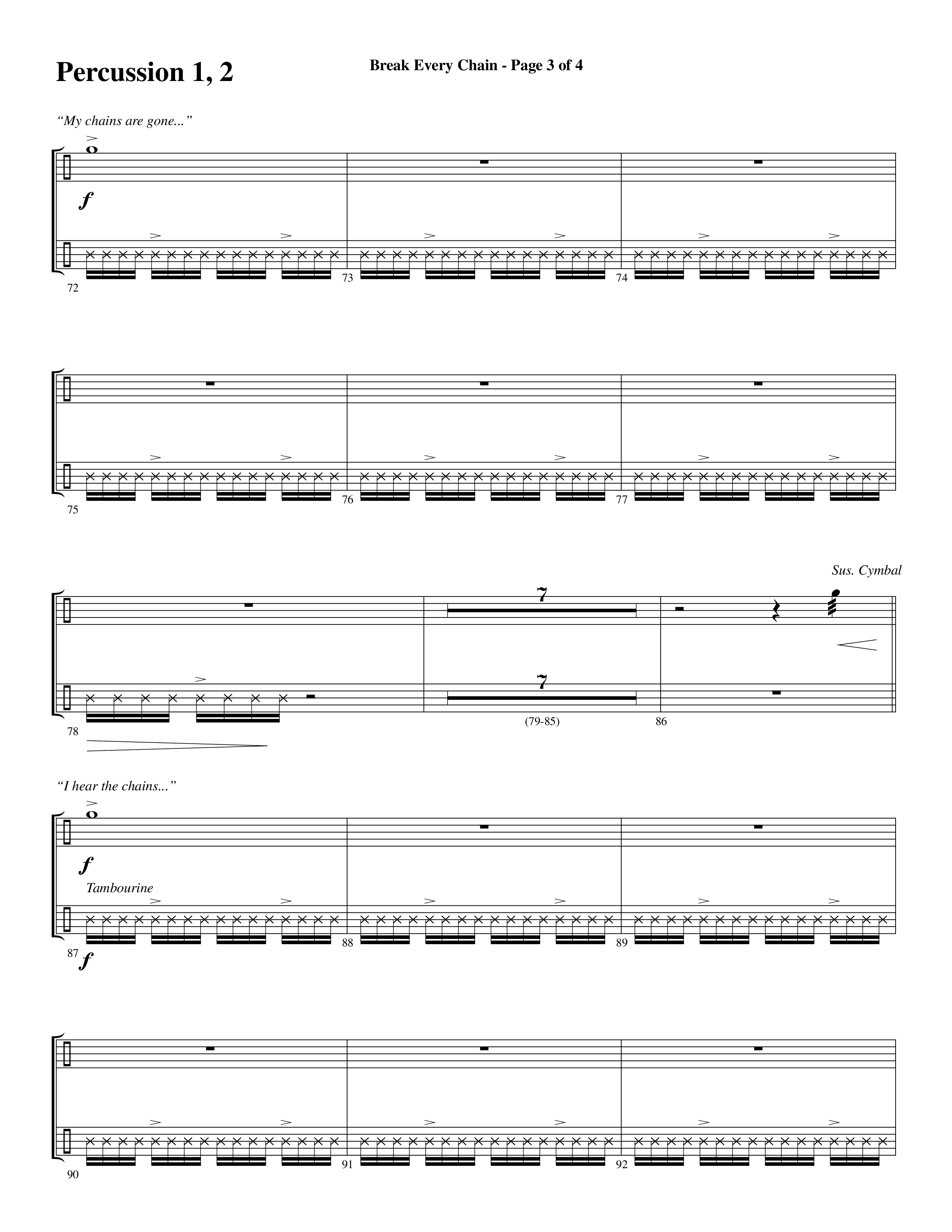 Break Every Chain (with Amazing Grace (My Chains Are Gone)) (Choral Anthem SATB) Percussion (Word Music Choral / Arr. Cliff Duren)