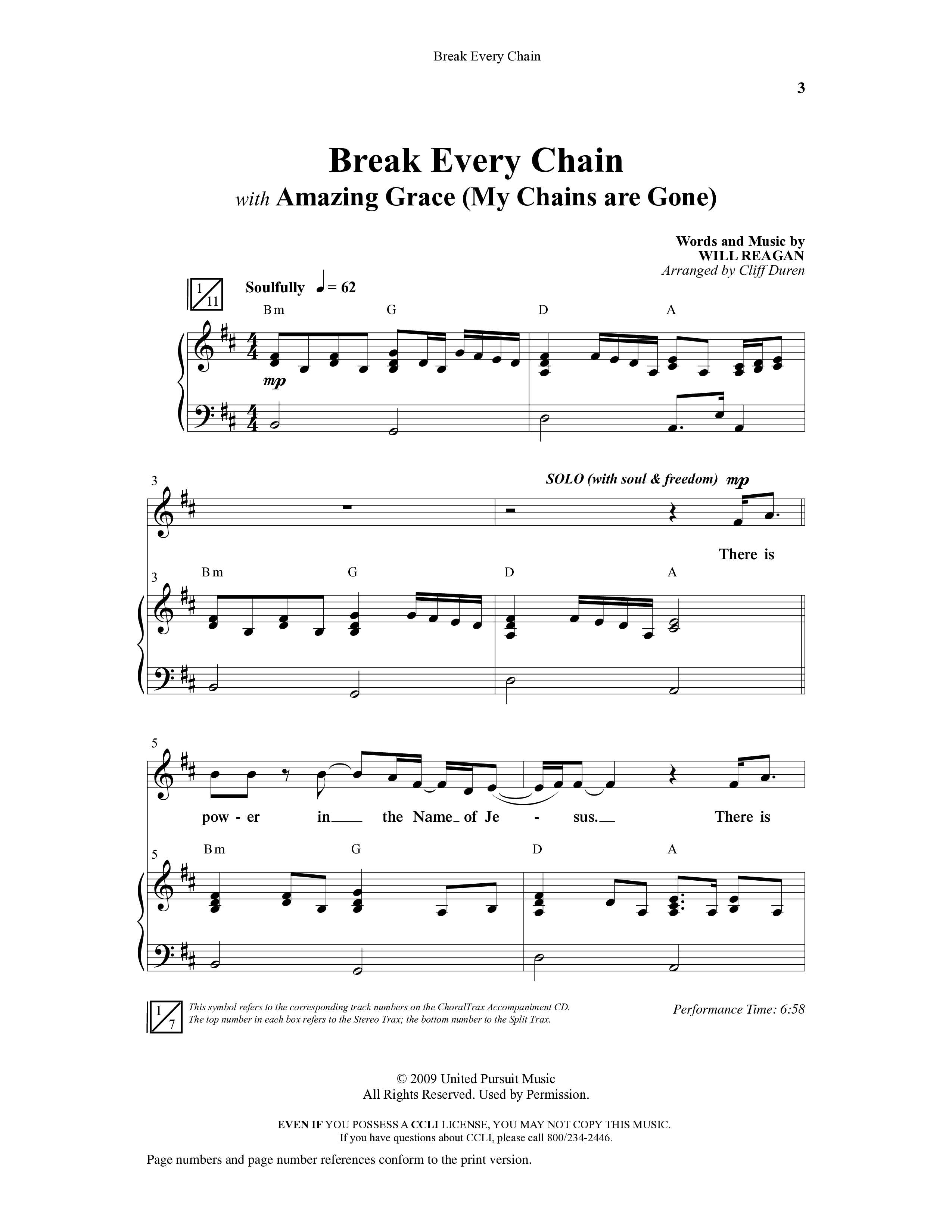 Break Every Chain (with Amazing Grace (My Chains Are Gone)) (Choral Anthem SATB) Anthem (SATB/Piano) (Word Music Choral / Arr. Cliff Duren)