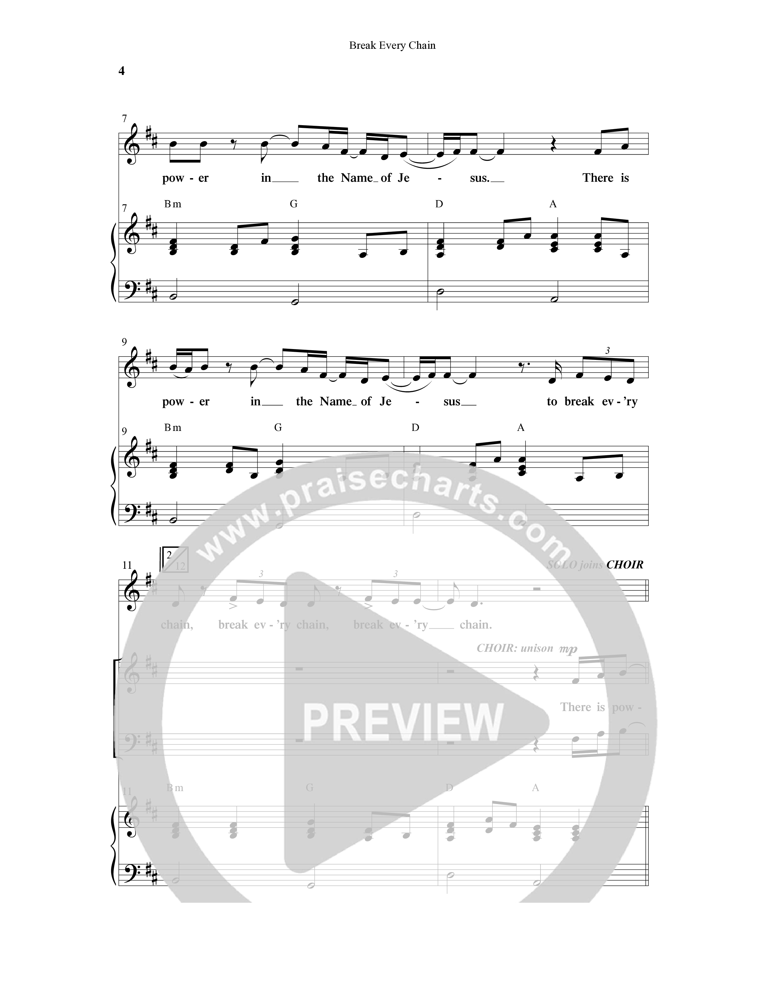 Break Every Chain (with Amazing Grace (My Chains Are Gone)) (Choral Anthem SATB) Anthem (SATB/Piano) (Word Music Choral / Arr. Cliff Duren)