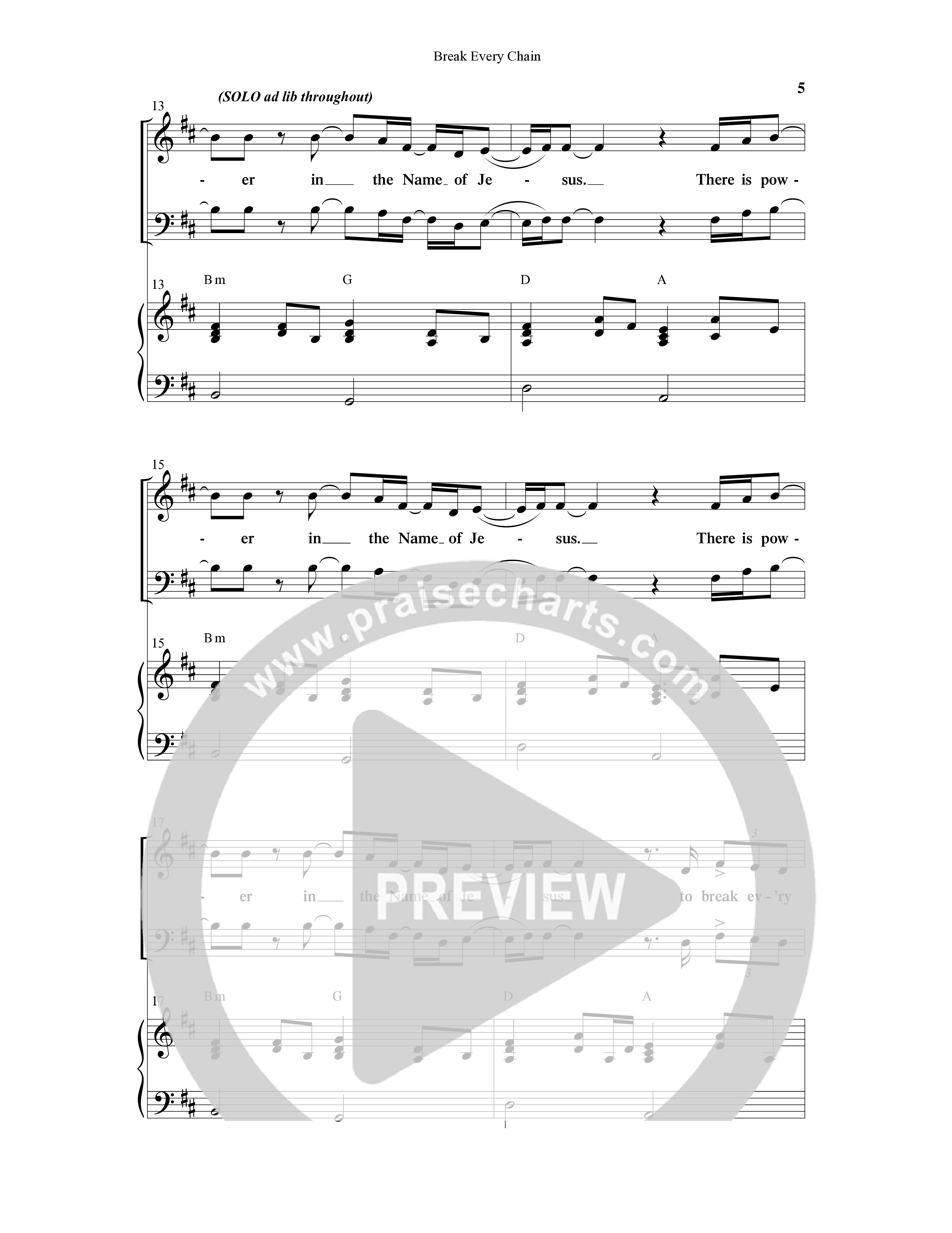 Break Every Chain (with Amazing Grace (My Chains Are Gone)) (Choral Anthem SATB) Anthem (SATB/Piano) (Word Music Choral / Arr. Cliff Duren)