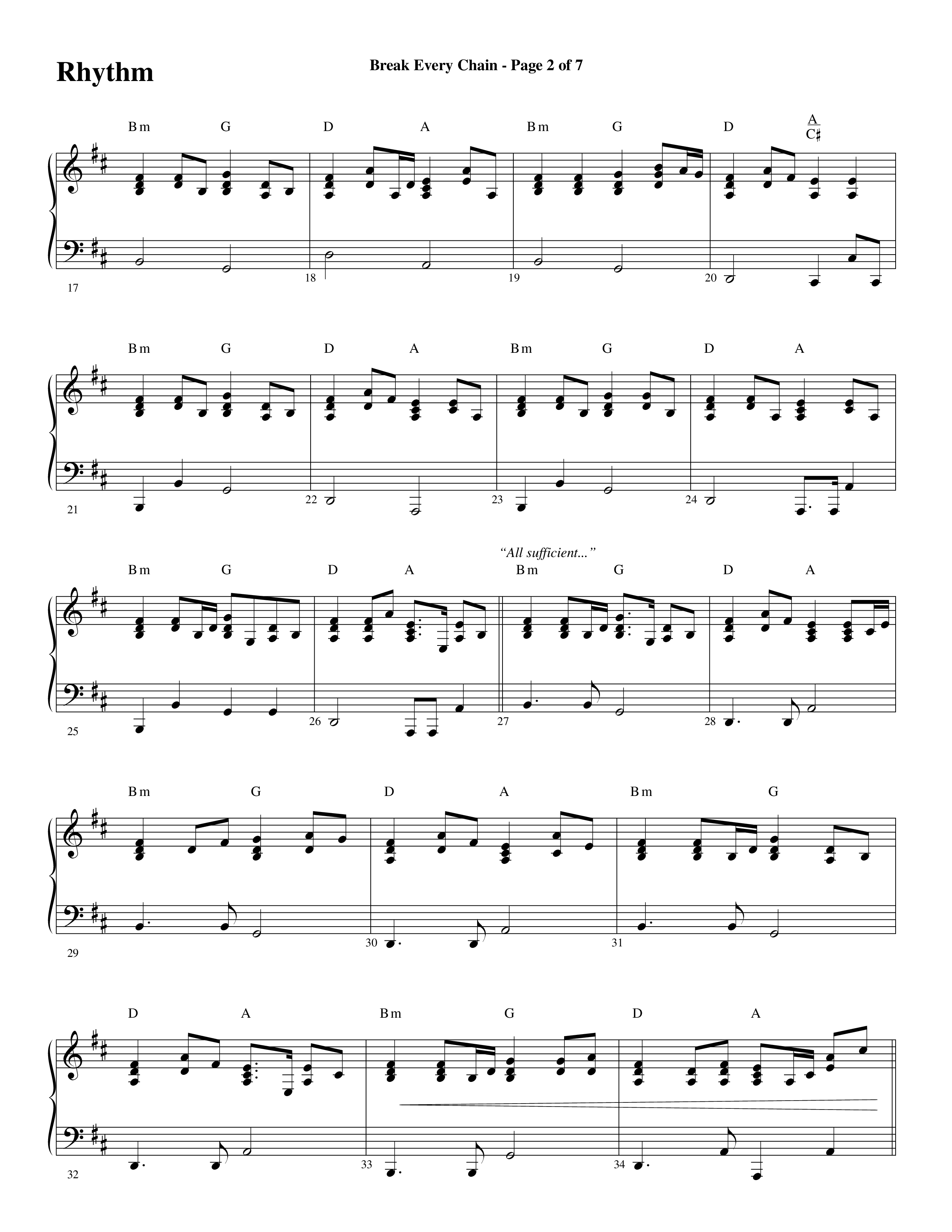 Break Every Chain (with Amazing Grace (My Chains Are Gone)) (Choral Anthem SATB) Rhythm Chart (Word Music Choral / Arr. Cliff Duren)
