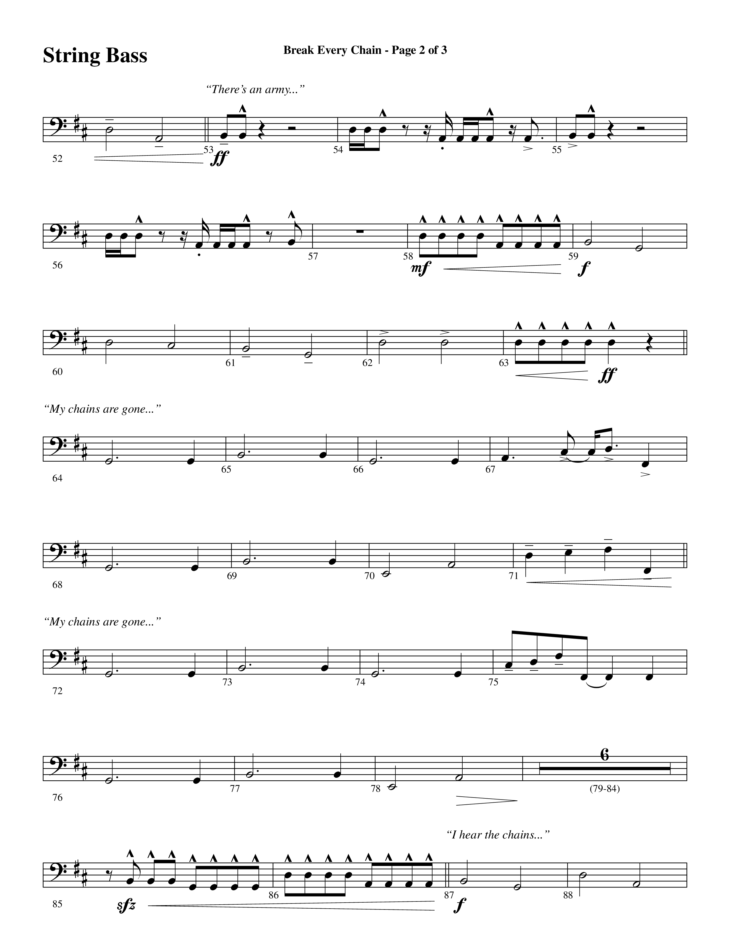 Break Every Chain (with Amazing Grace (My Chains Are Gone)) (Choral Anthem SATB) String Bass (Word Music Choral / Arr. Cliff Duren)